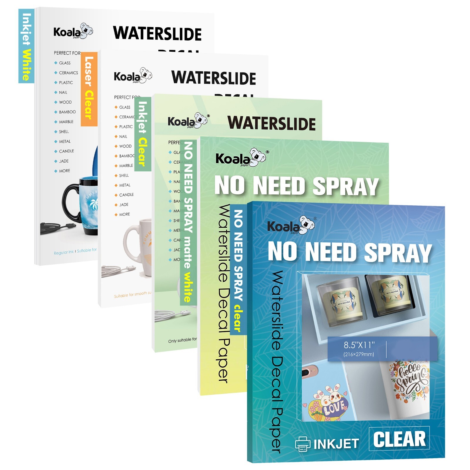 Lot Koala Waterslide Decal Paper - Clear / White / No Spray for  Inkjet or Laser