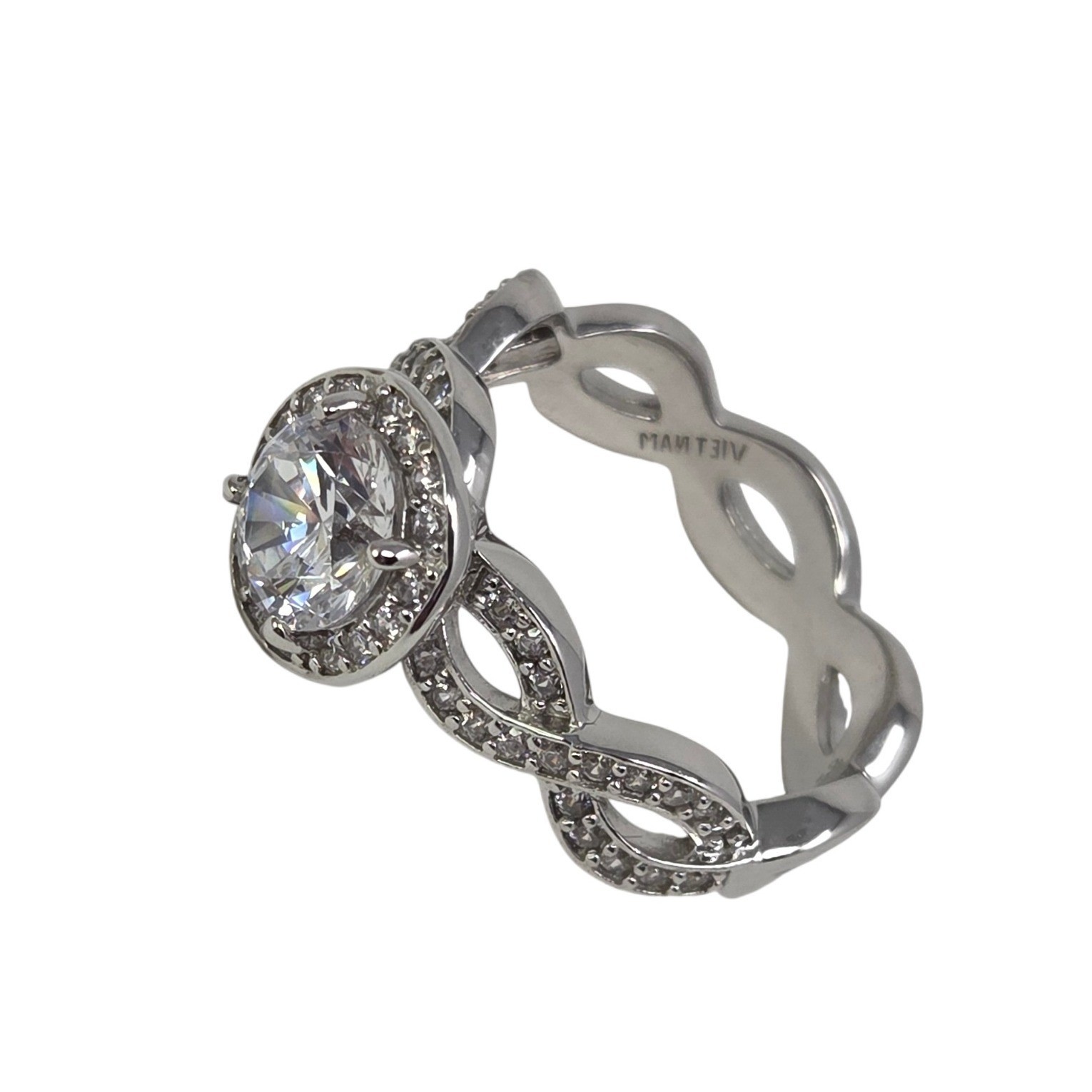 Sparkling Infinity Twist Engagement Ring Sz 8 925 Sterling Silver CZ
