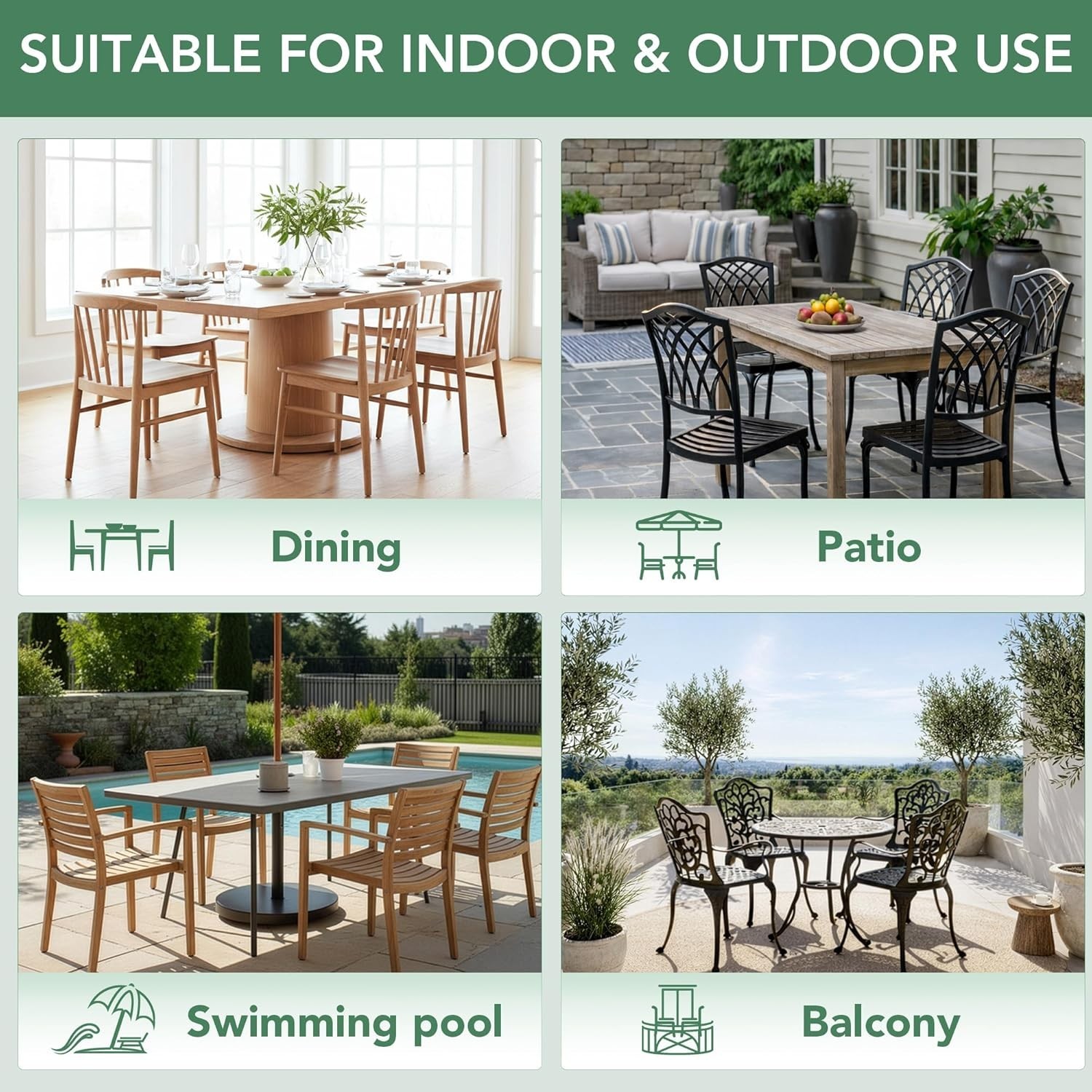 Outdoor Chair Cushions Set of 4, Outdoor Cushions for Patio Furniture, Water Res