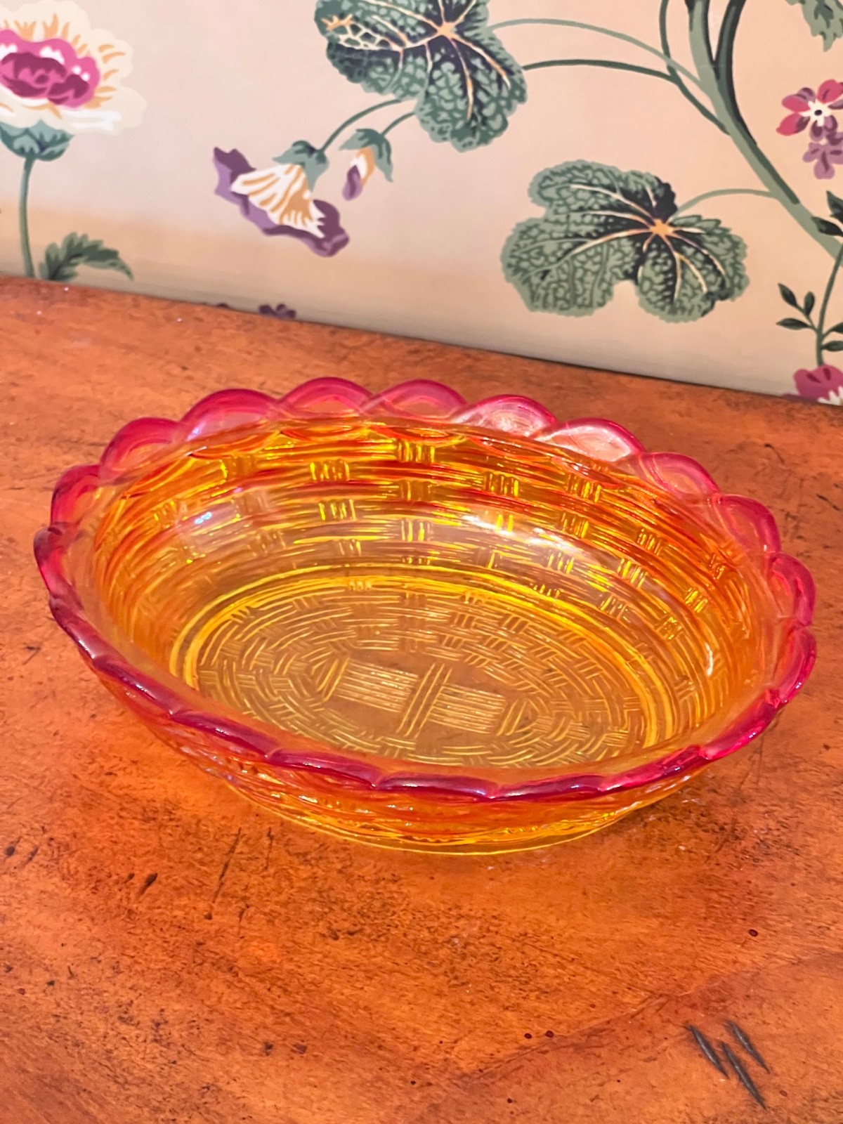 RARE! LG Wright XL Amberina Glass Hen On Nest 7 1/2" MINT!