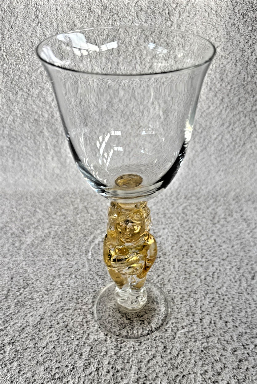 Gold Buddha Stem Glass Worshiping Goblet / Offering Goblet