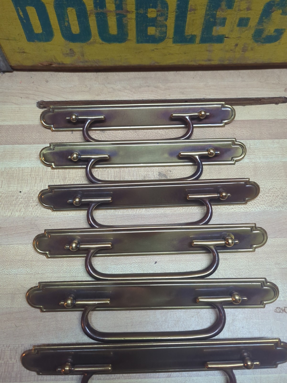 Lot of 8 NOS Vintage Burnished Brass Drawer Pulls, 8" Long