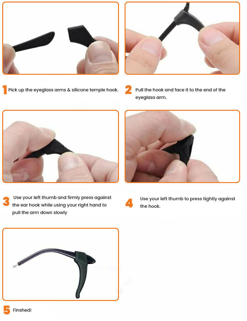 4 Pair Anti Slip Glasses Ear Hooks Tip Eyeglasses Grip Temple Holder Silicone US