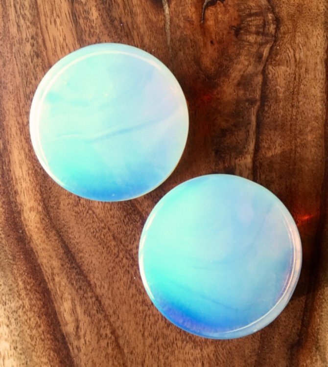 PAIR Opalite Opalescent Stone Moonstone Plugs Gauges - up to 38mm available!
