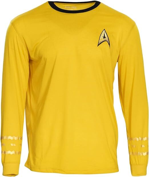 Adult Star Trek Long Sleeve Halloween Costume T-shirt Captain Kirk Cosplay Tee