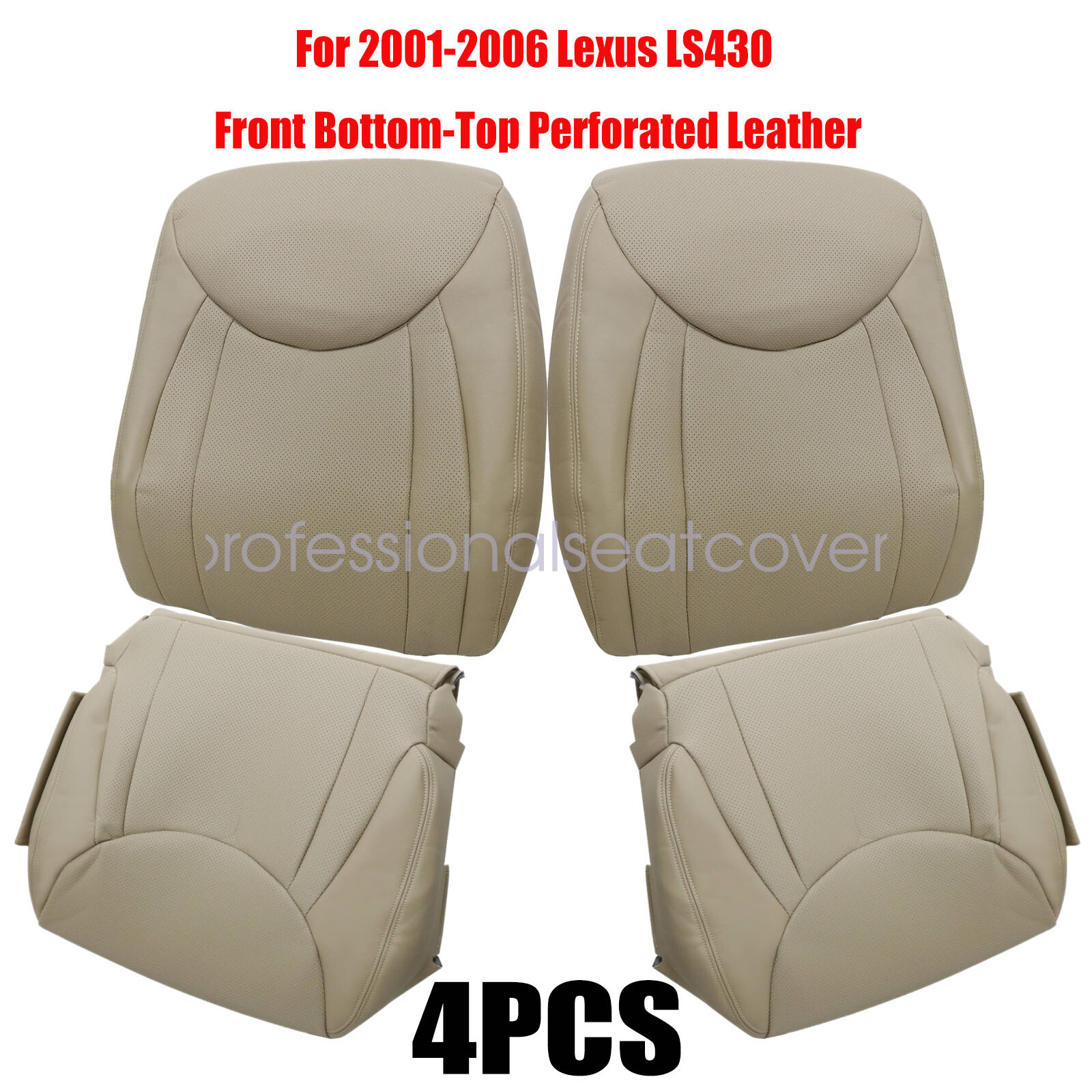 Driver & Passenger Leather Seat Cover Tan For 2001 to 2006 Lexus LS430