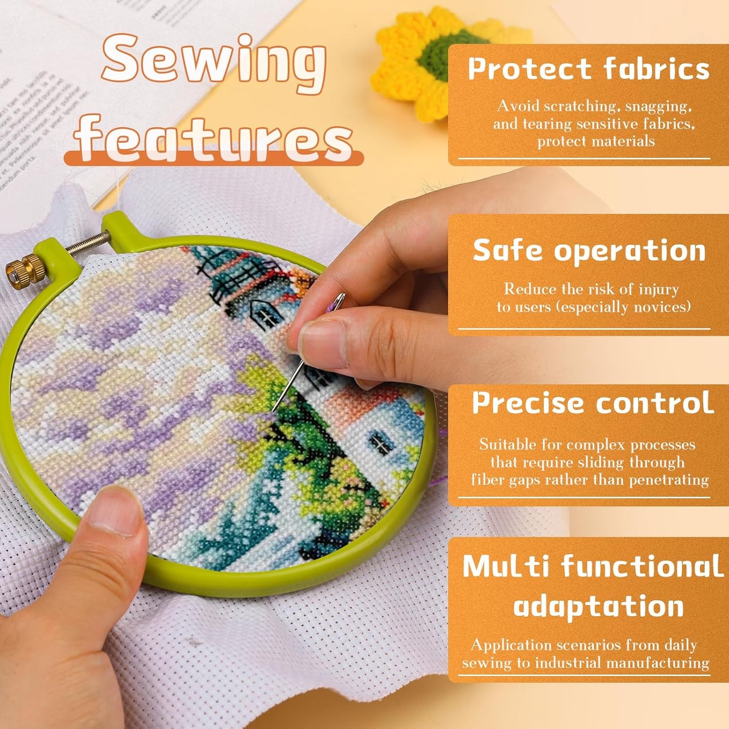 12PCS Large-Eye Blunt Needles – 3 Sizes Yarn Needles with Threader (Silver)