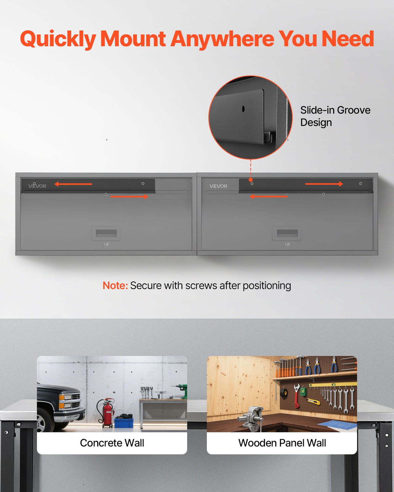 VEVOR Metal Wall Cabinet 120 lbs per Shelf Garage Wall Cabinet with Up-Flip Door