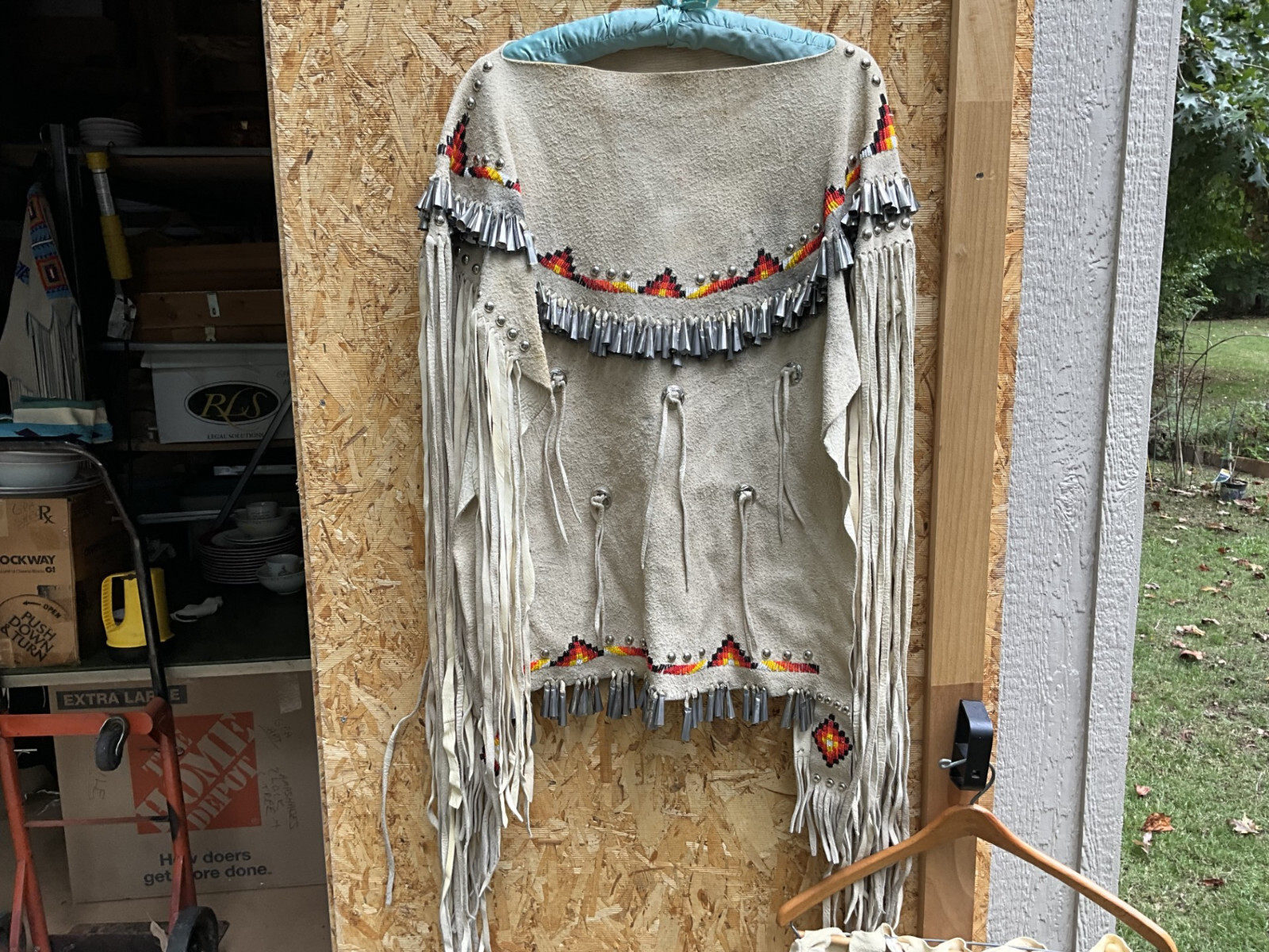 Vintage? Native American Apache Beaded Leather Dress With Tin Cones