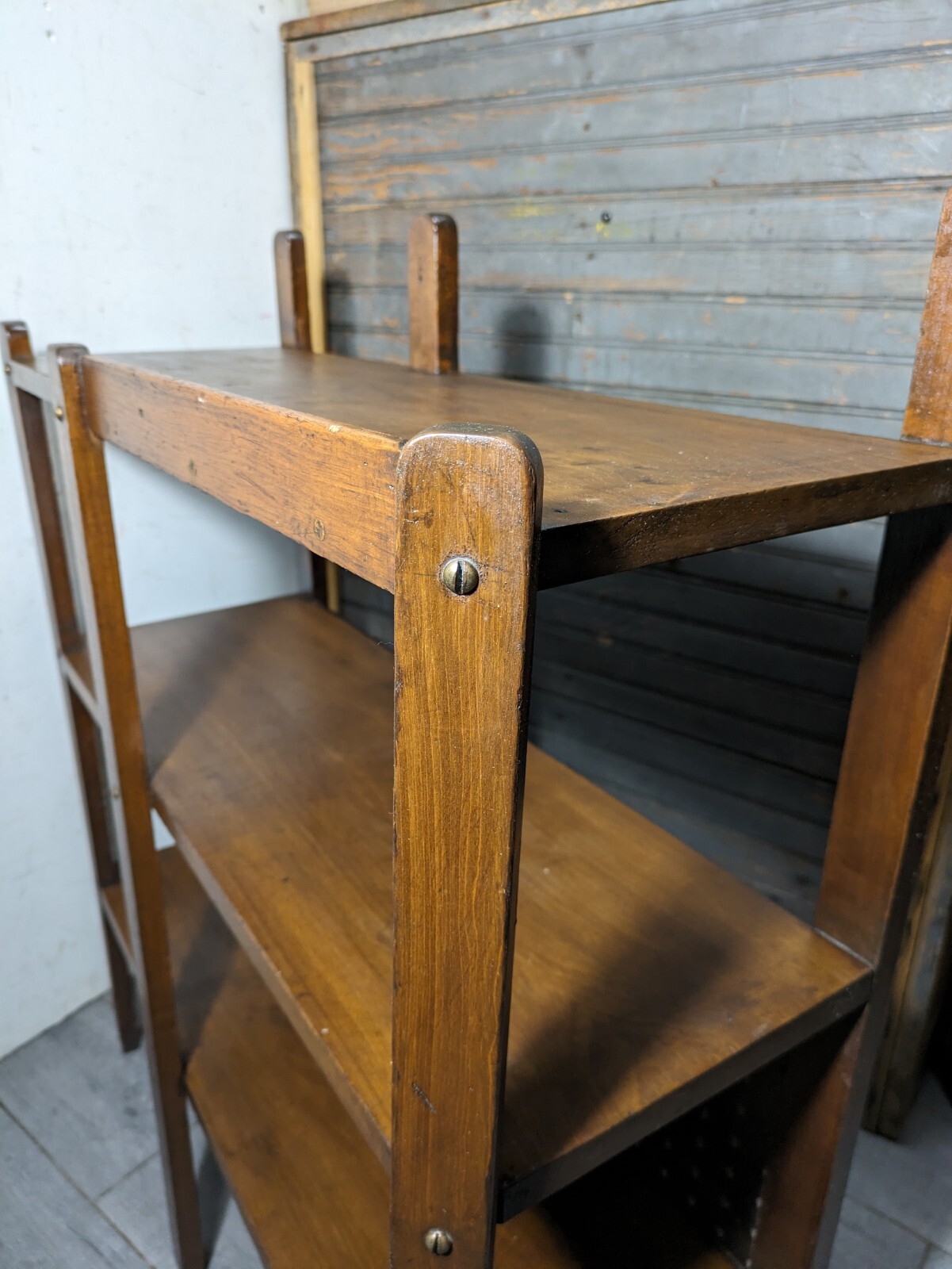 Antique Rustic Mission Arts & Crafts Style Display Book Shelf Open Bookcase