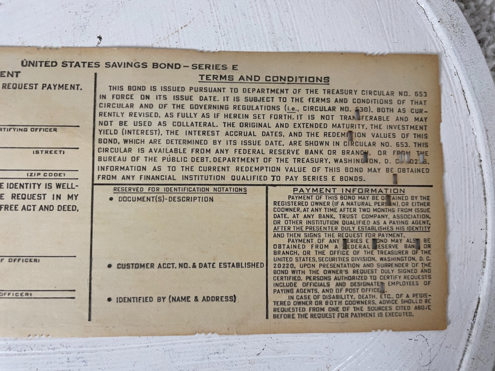 Vintage The United States Of America Twenty Five Dollars Savings Bond Series E