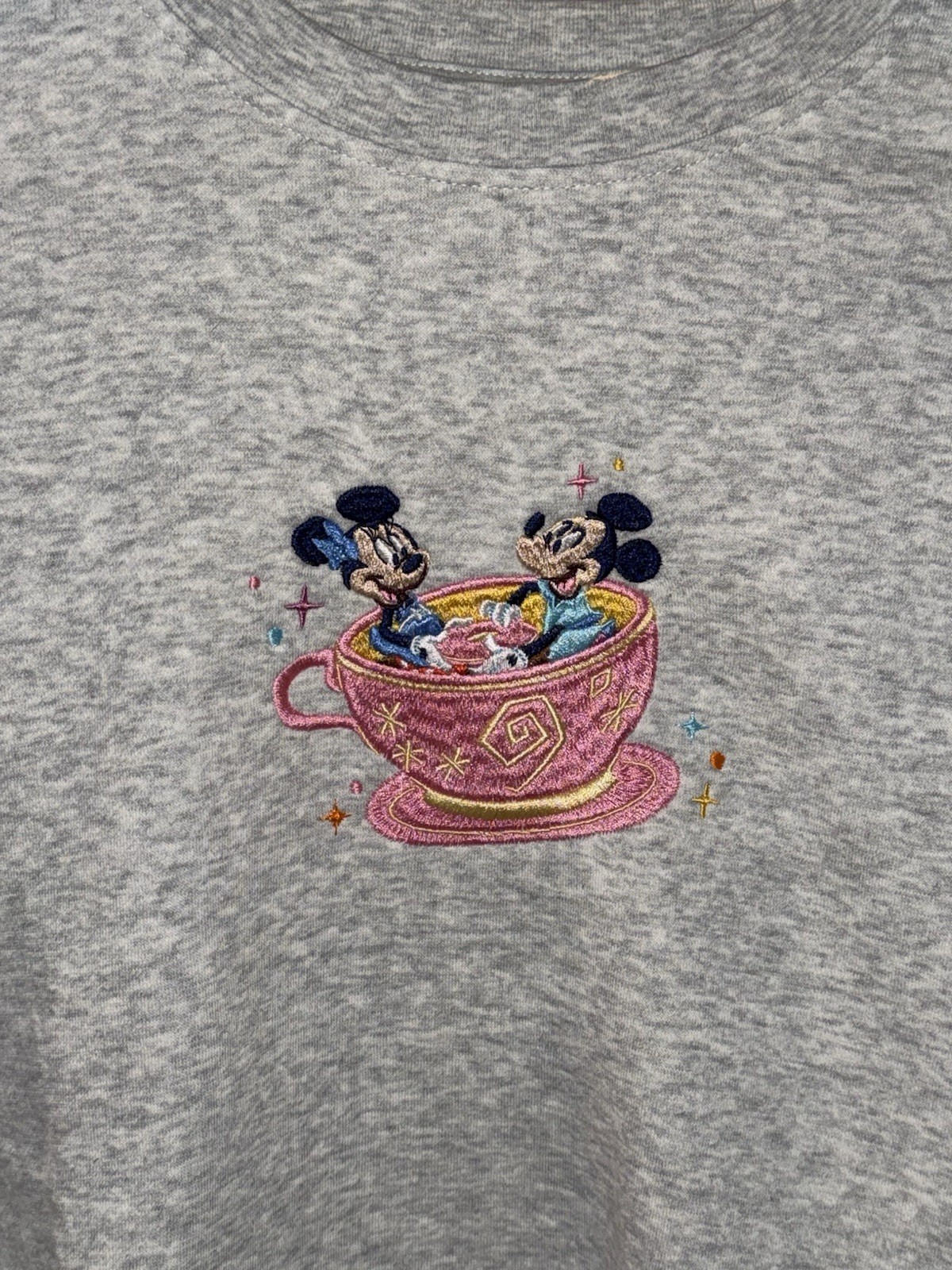 2026 Disney Parks WDW Mickey Minnie Teacup Grey Sweatshirt Adult Sizes NWT!