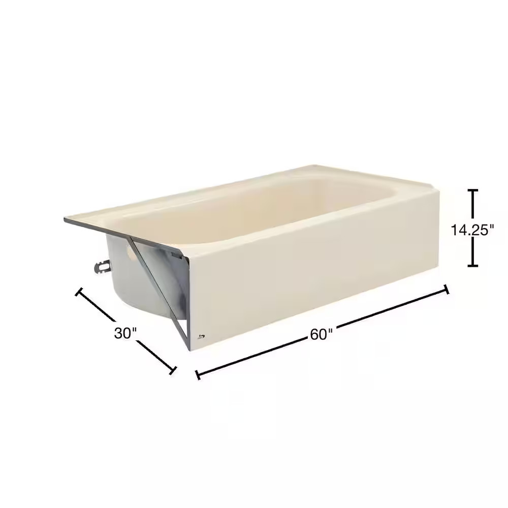 Bootz Aloha 60x30 Alcove Soaking Bathtub Right Drain White Steel Tub 011-3364