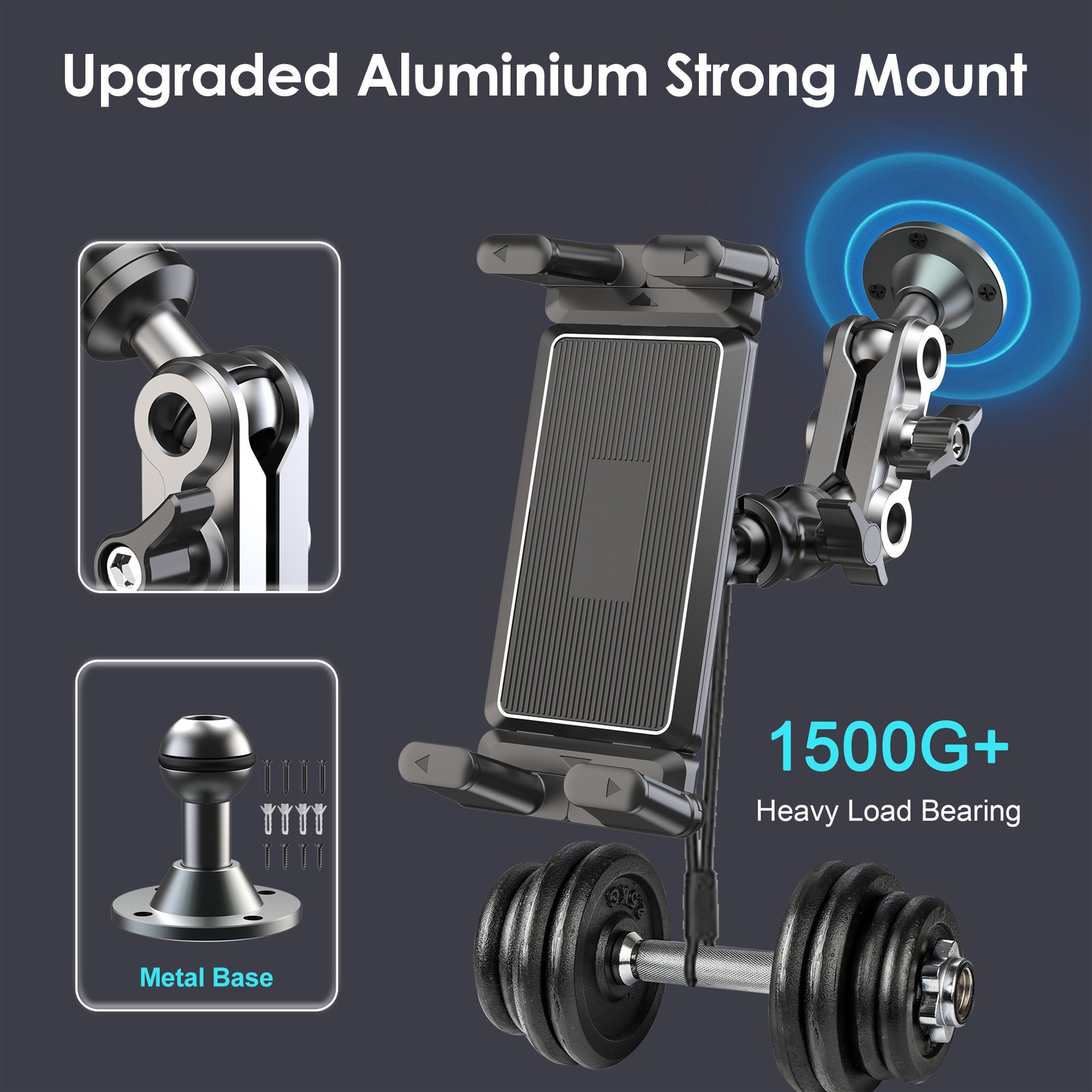 Tablet Mount for Truck Heavy Duty Drill Base Phone Holder for Car Dashboard Wall