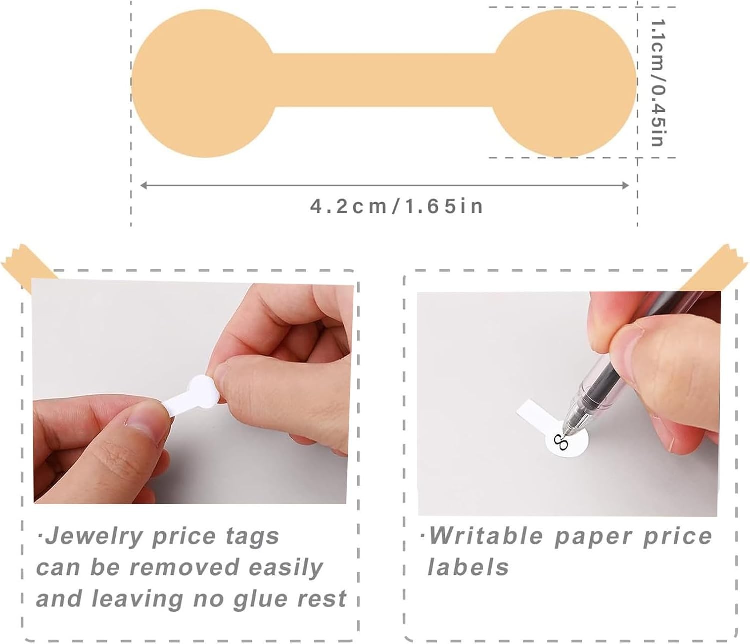 1000pcs Jewelry Price Tags Merchandise Barbell Price Stickers Jewelry Size