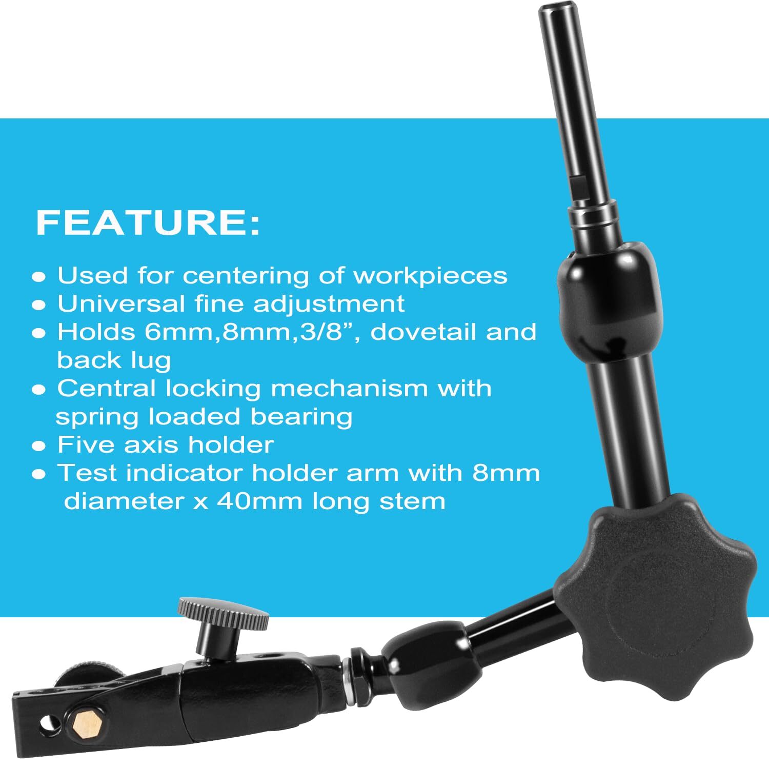 For NF1022 Nogaflex Holder w/ Metal 3/8" Clamp Dial Test Digital Indicator