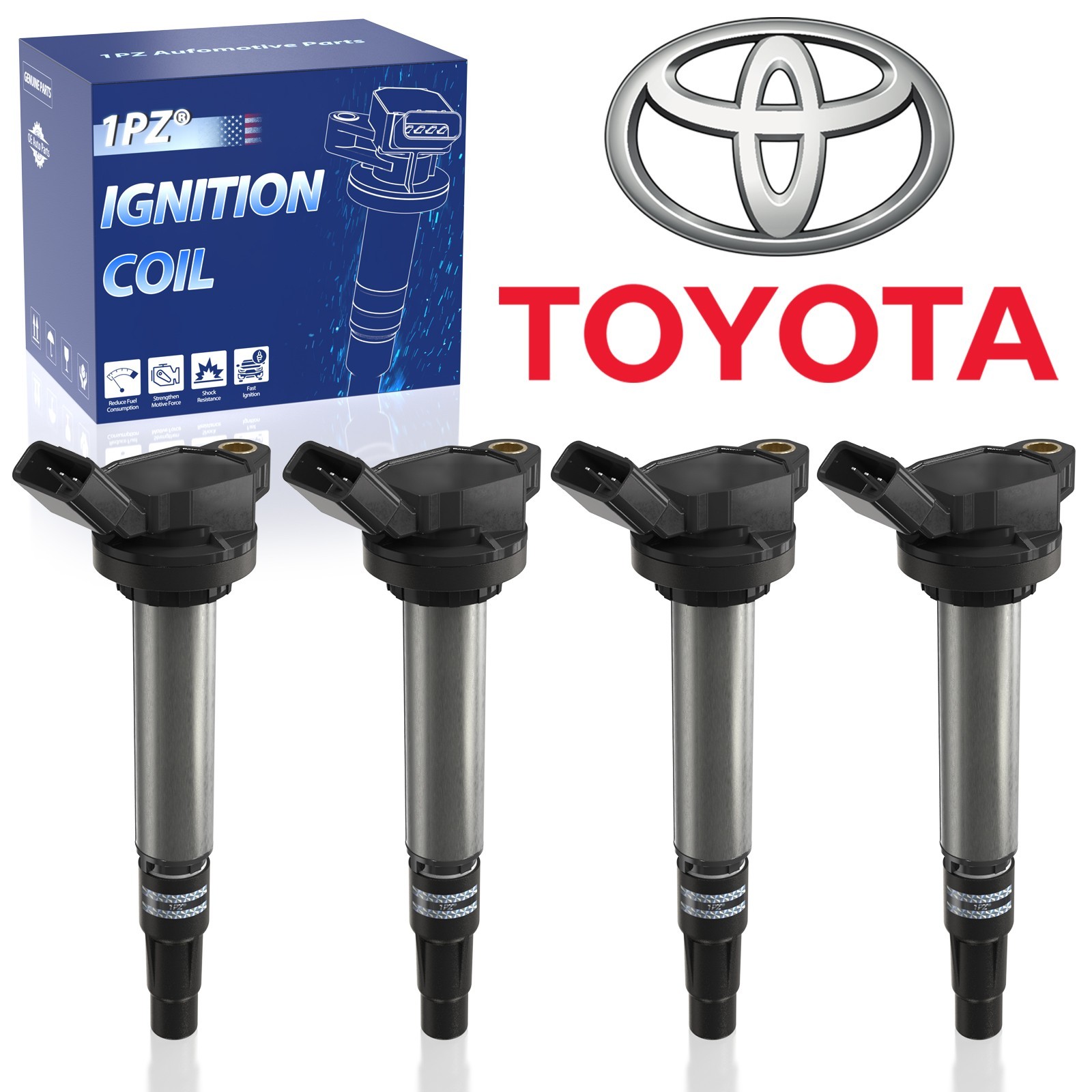 4 Genuine Ignition Coil For Denso 90919-02258 673-1310 Toyota Corolla Prius 1.8L