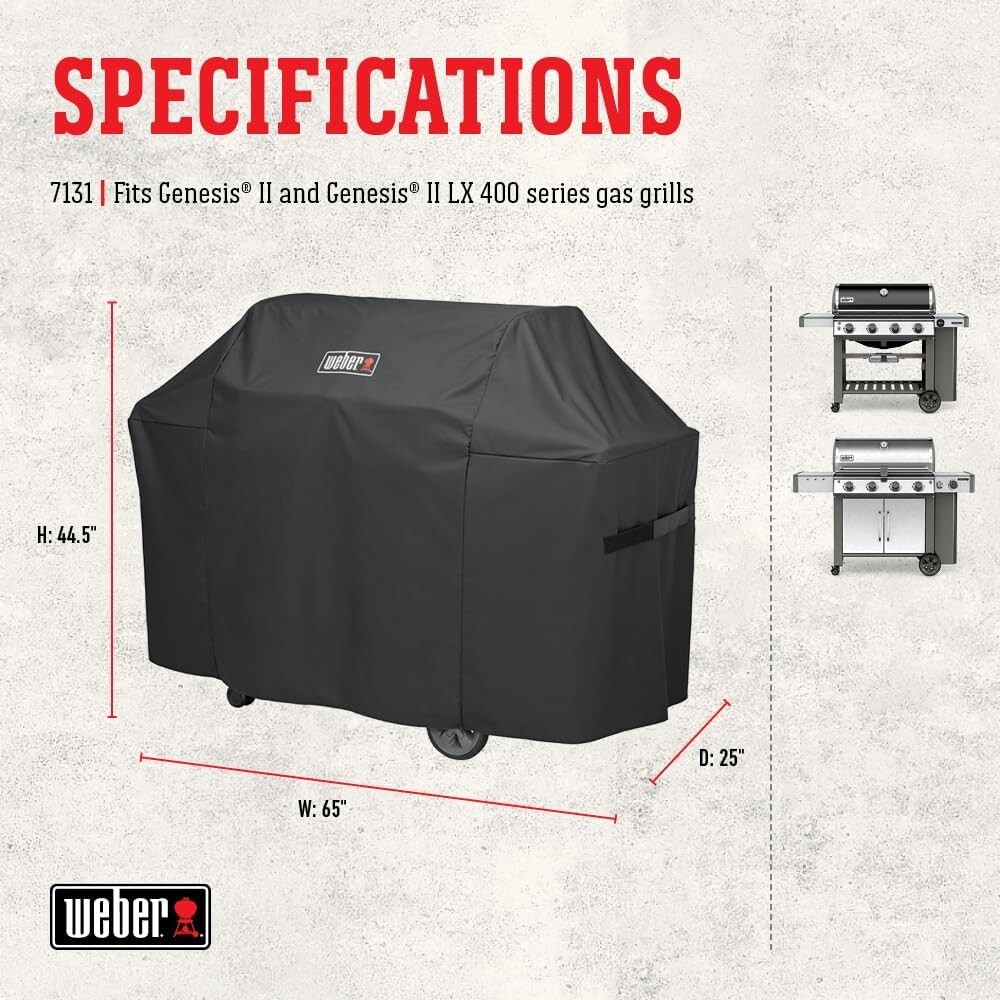 Weber Genesis II 400 Series Premium Grill Cover Fit Grill Widths Up To 65 Inches