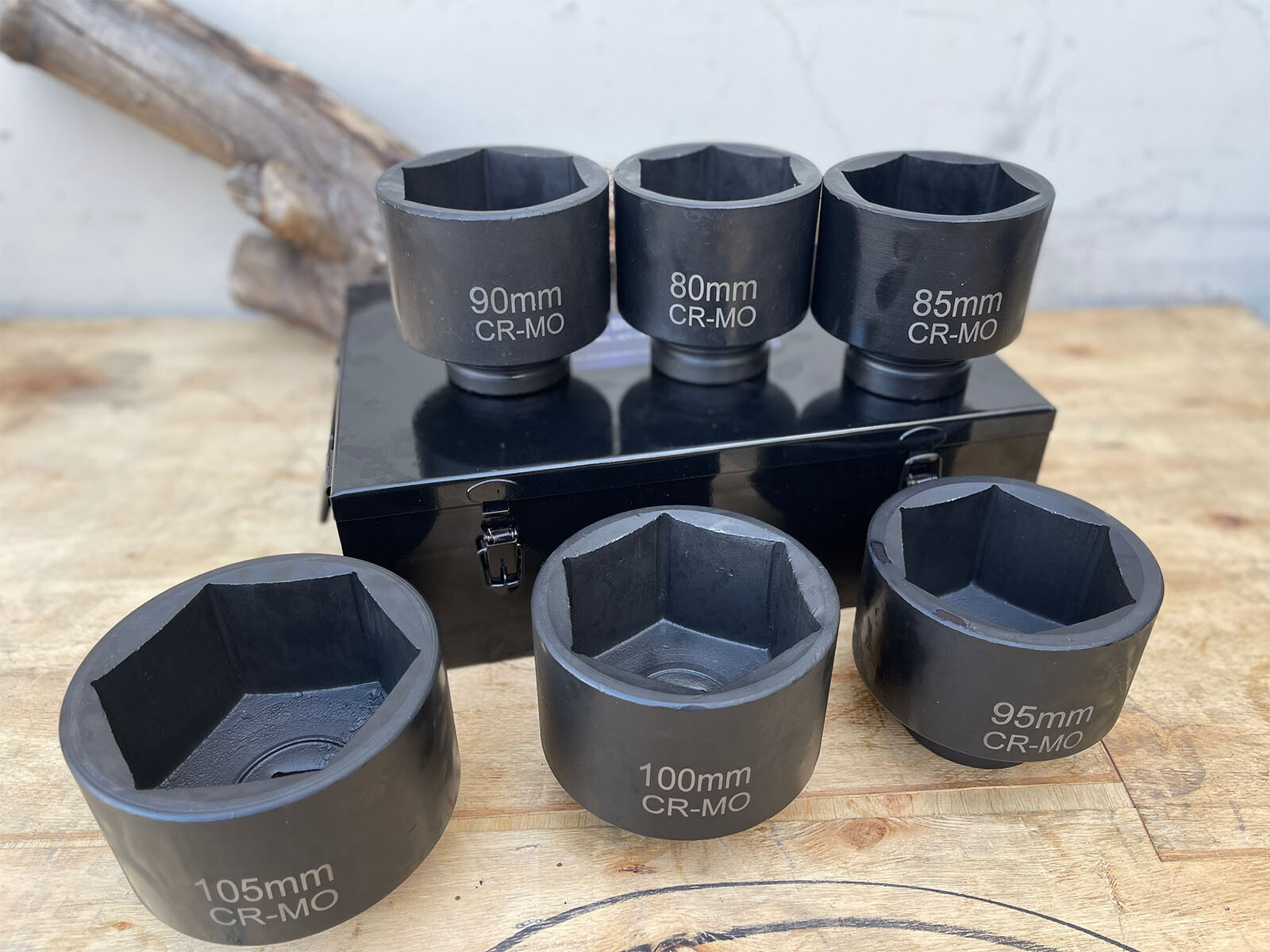 6Pcs 1" Dr. Jumbo Shallow Impact Socket Set Cr-Mo Metric 80 85 90 95 100 105mm