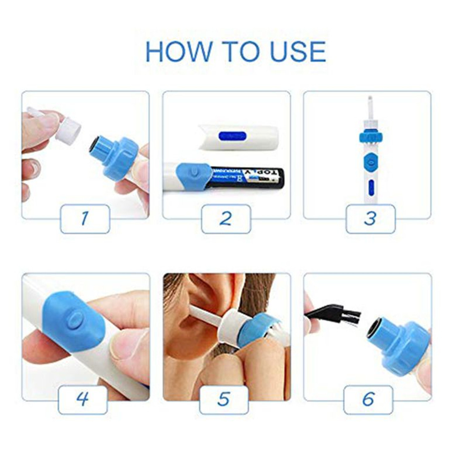 Safety Electric Cordless Vacuum Ear Cleaner Wax Remover Painless Cleaning Tool