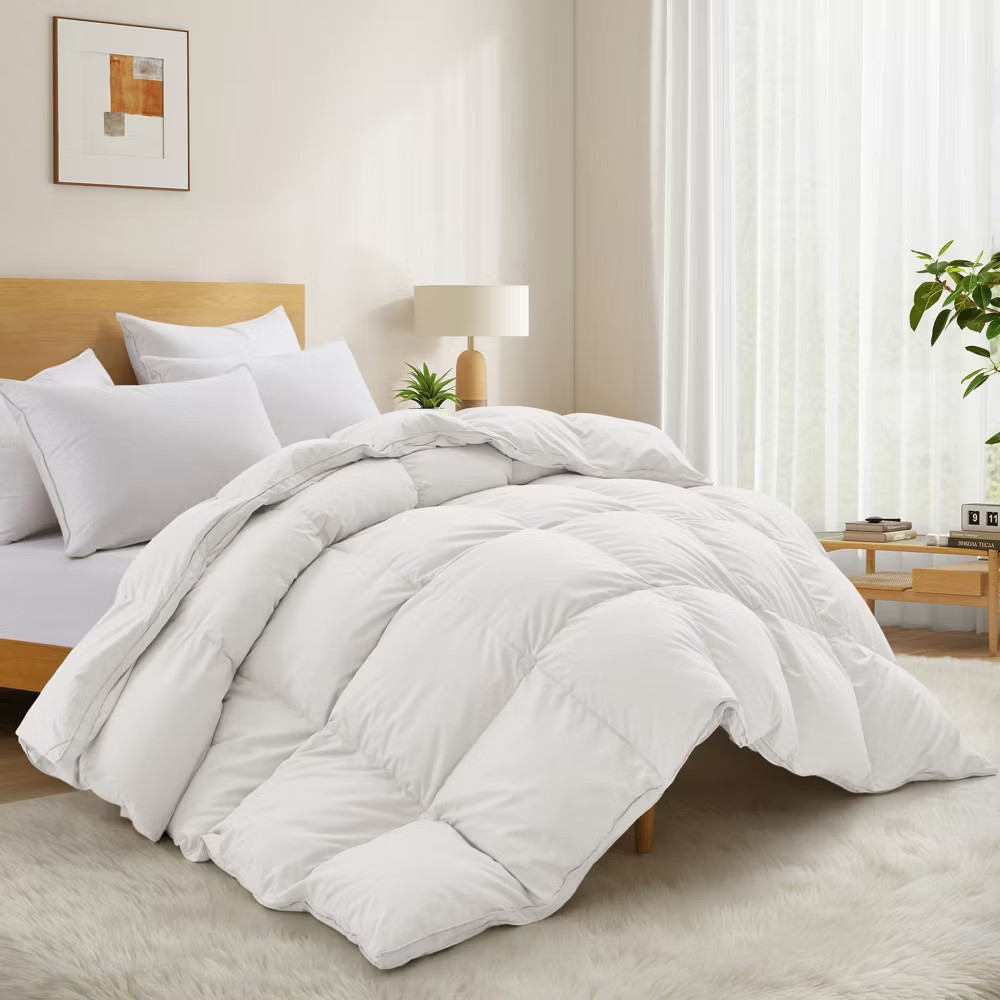 Peace Nest White Goose Down Feather Fiber Comforter Heavyweight Duvet