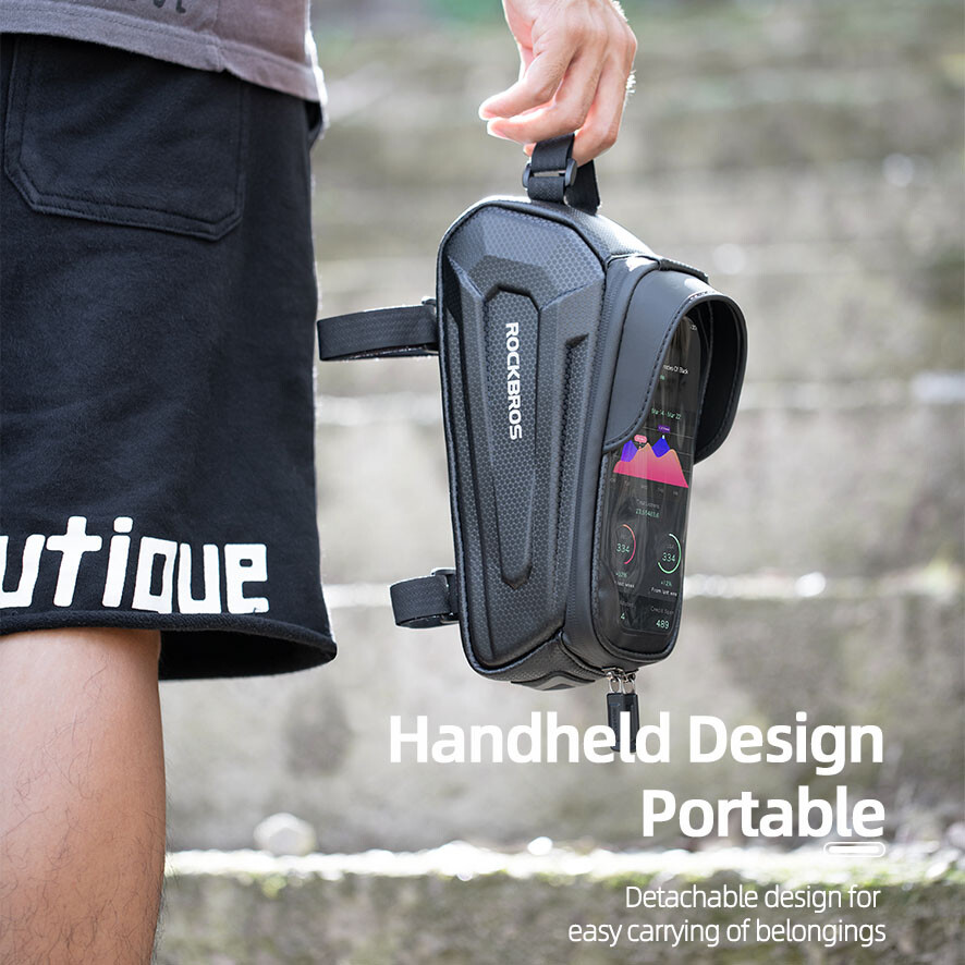 ROCKBROS Bike Phone Mount Bag EVA Waterproof Front Frame Bag fit Under 6.8"