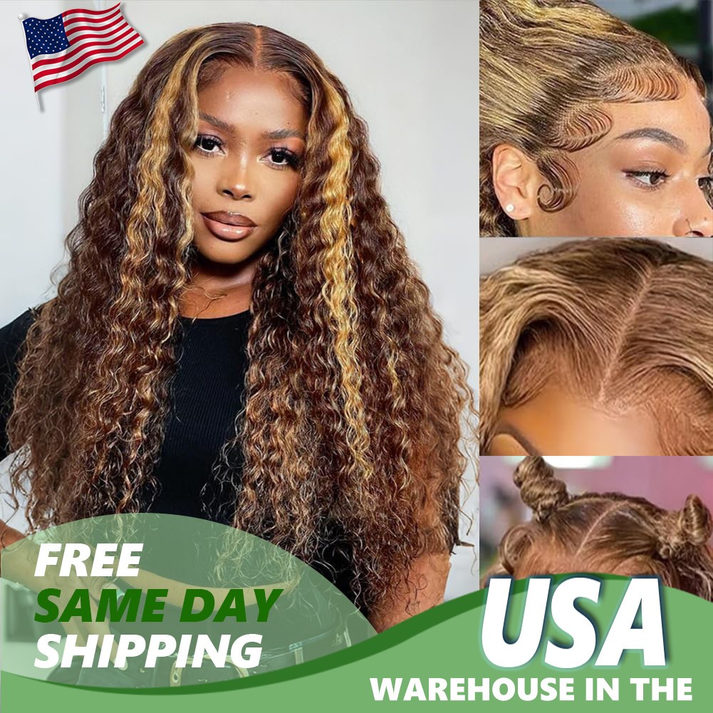 13x4 Water Wave Ombre 1B/30 Lace Front Wigs Transparent Lace Wigs Human Hair