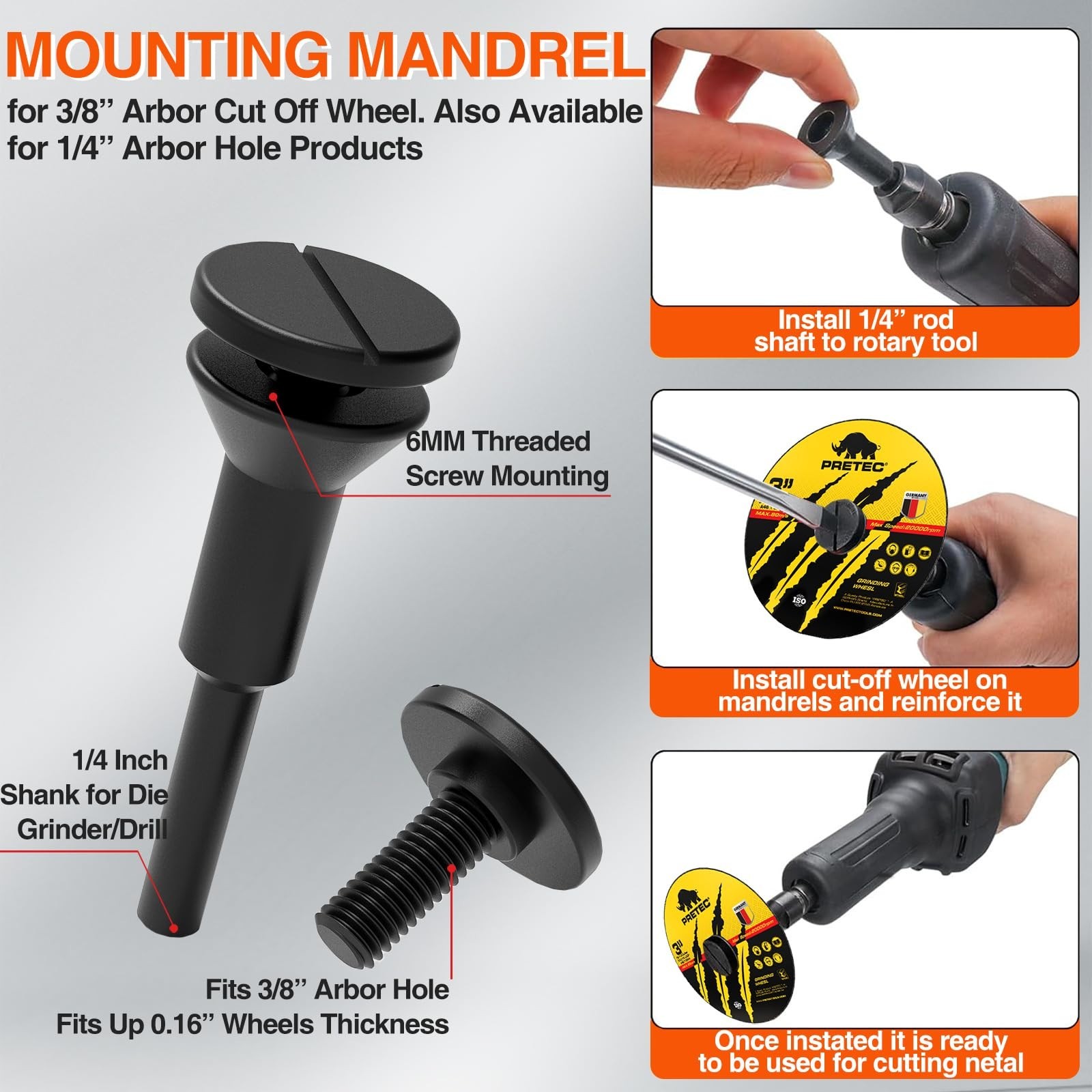 55 Pack Cut Off Wheels 3" x1/16"x3/8" Arbor Metal Cutting Disc Die Grinder Tool