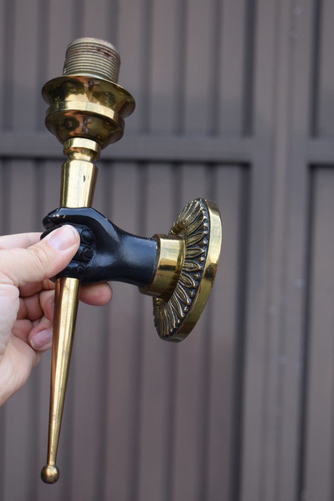 PAIR hollywood regency Bronze hand wall lights sconces maison charles 70s