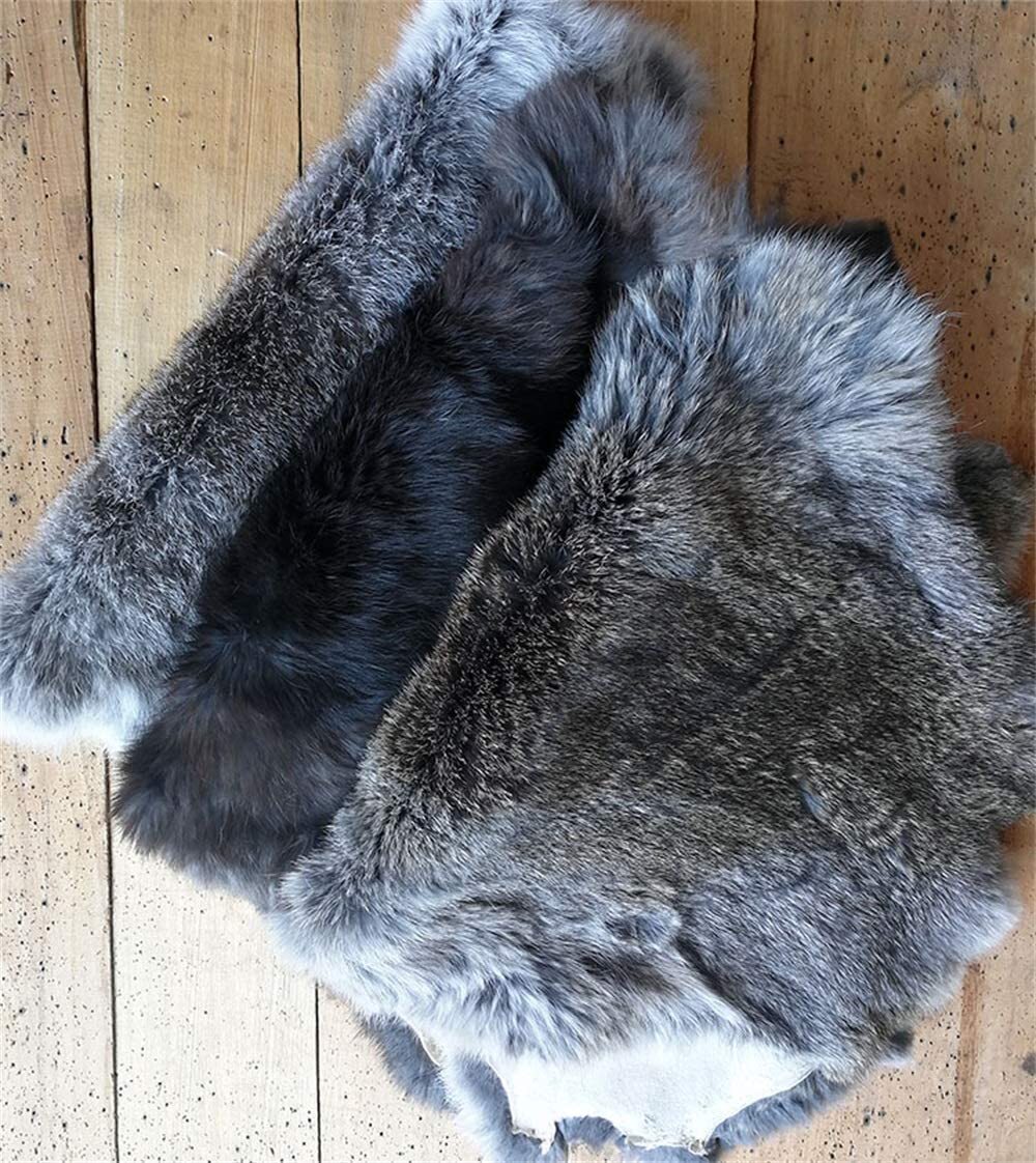 High Quality Soft Natural Gray Rabbit Skin Pelt Real Fur Craft Decro 8-14'' US