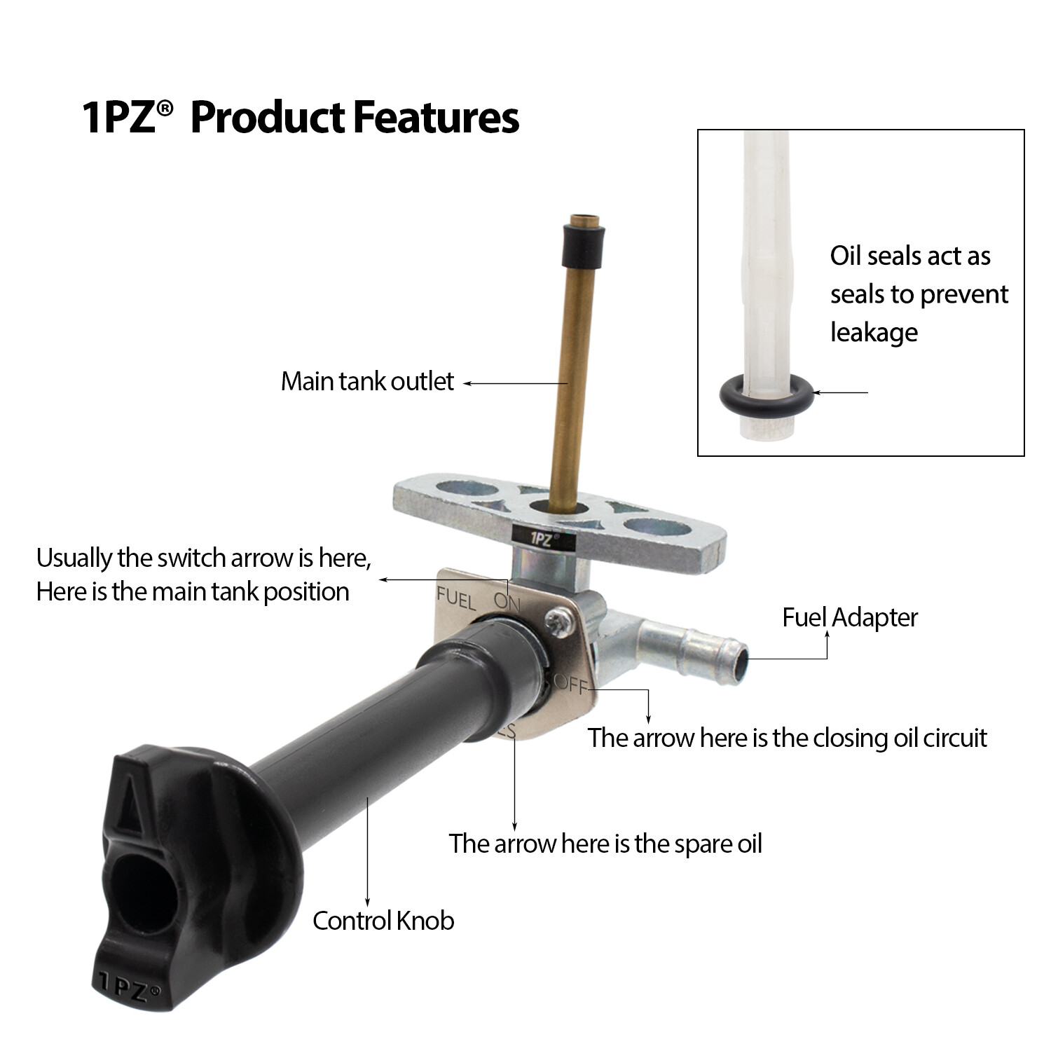 Fuel Tank Petcock Valve with Knob Honda Foreman TRX400 FW TRX450 Rubicon TRX500