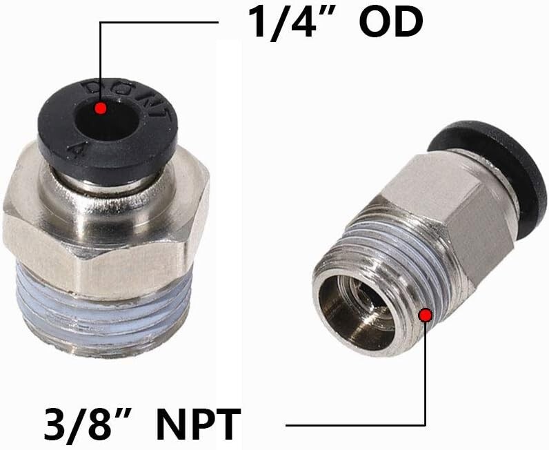 10 Pieces pneumatic 1/4" Tube x 3/8" NPT Male Connector Push to Connect fitting