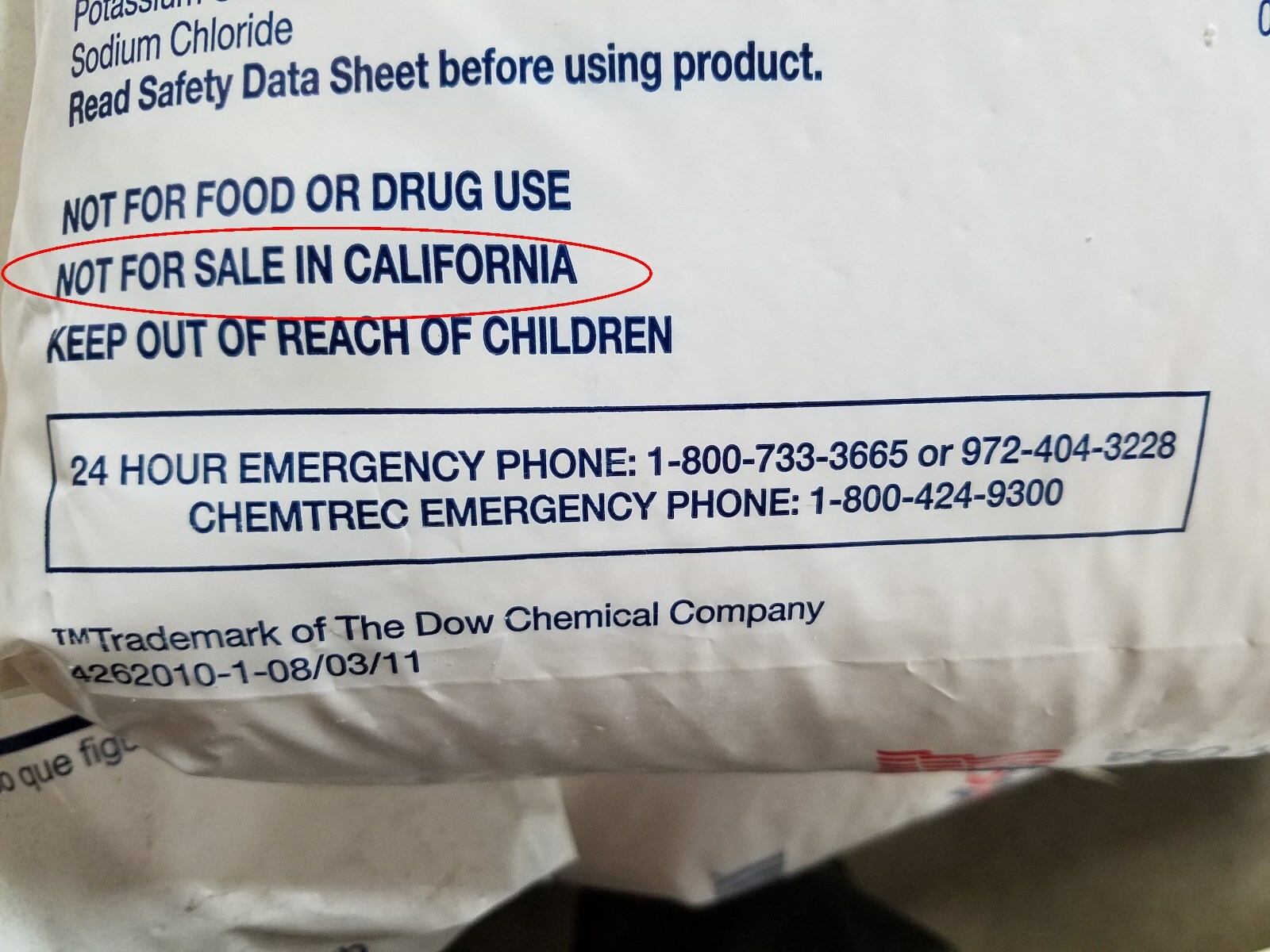 Dow flake Xtra Calcium Chloride; Concrete Accelerator, Dust Control; 50 lb bag