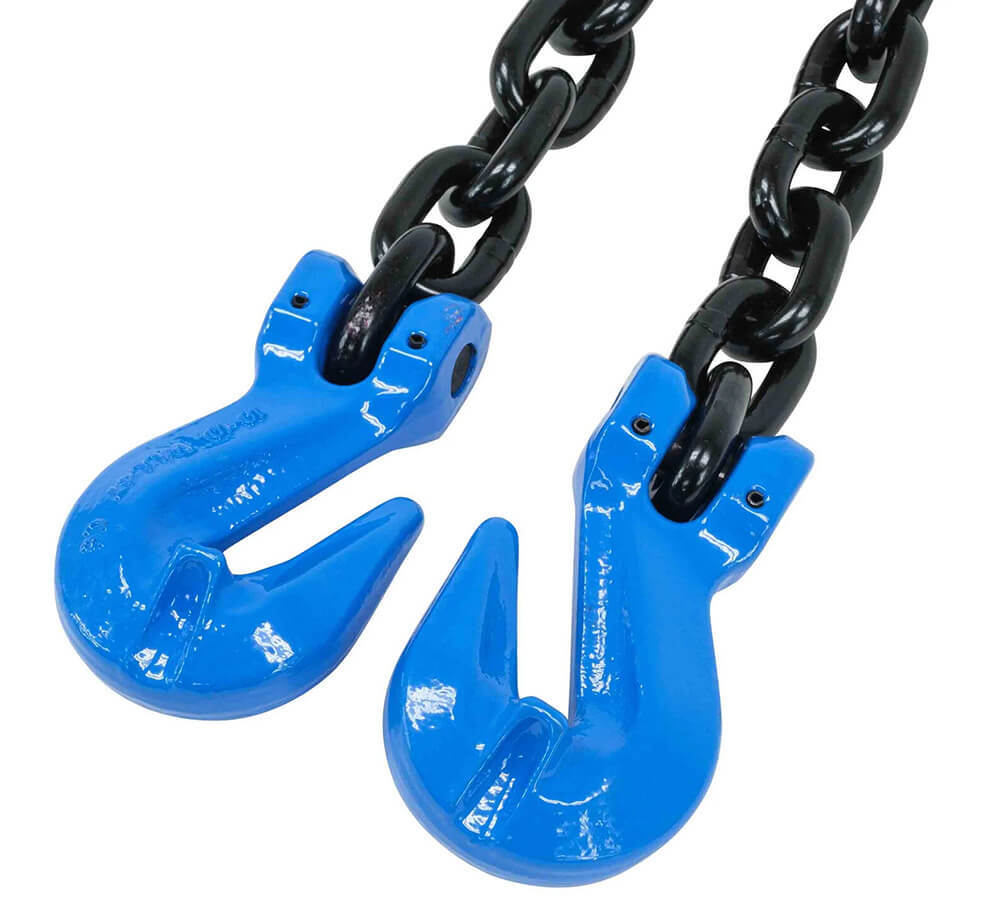 3/8" x 20' G100 High Grade Transportation Chain w/ Grab Hooks, 8800 lbs WLL