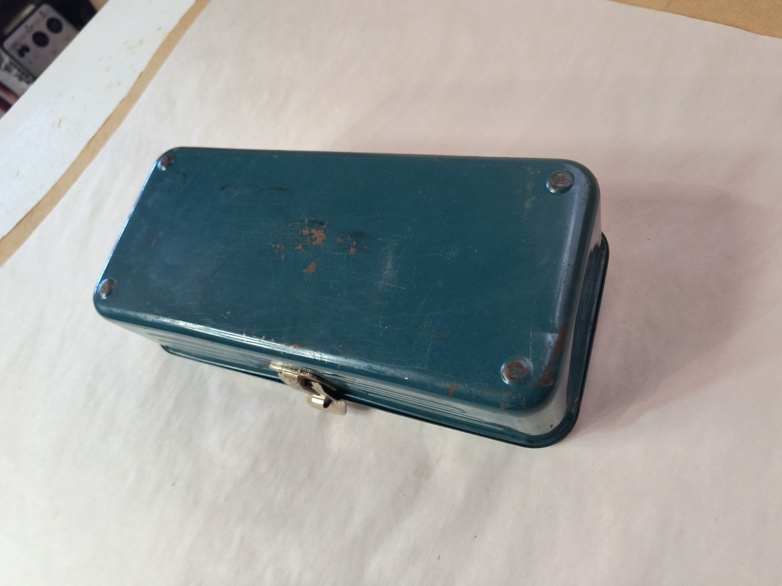Vintage Union Chests Metal Tool Box Teal Blue Green Model NO 2011
