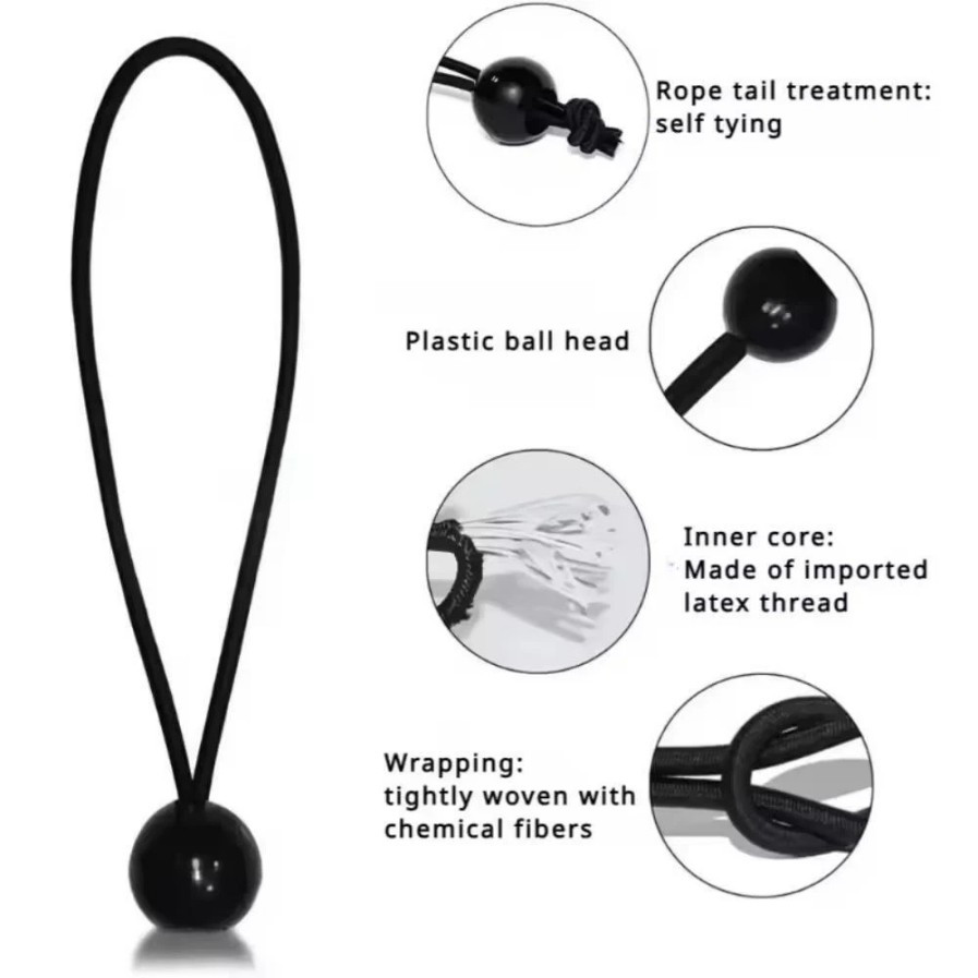 6" Ball Bungee Bungie Cord 100Pcs Black Heavy Duty Canopy Tarp Tie Downs *
