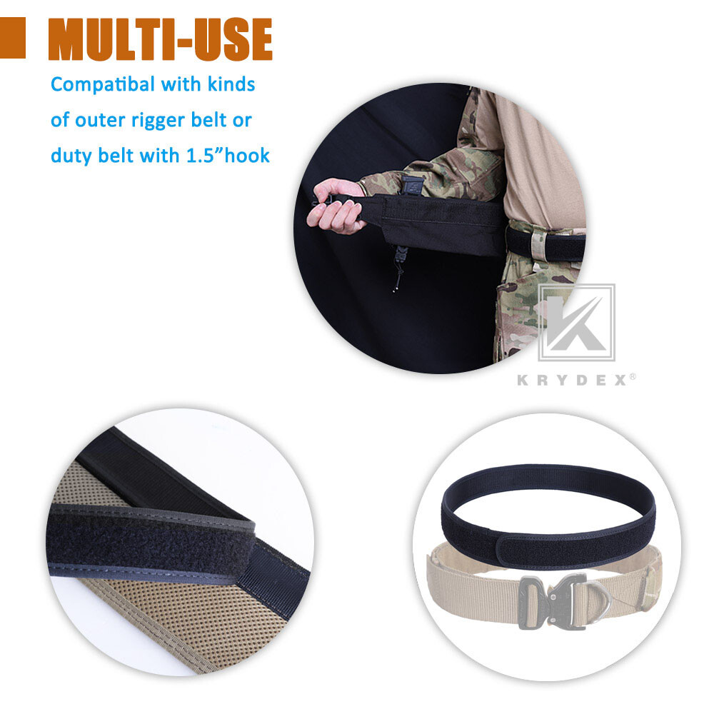 KRYDEX 1.5 inch Loop Liner Inner Belt Tactical EDC Waist Duty Inner Belt Nylon