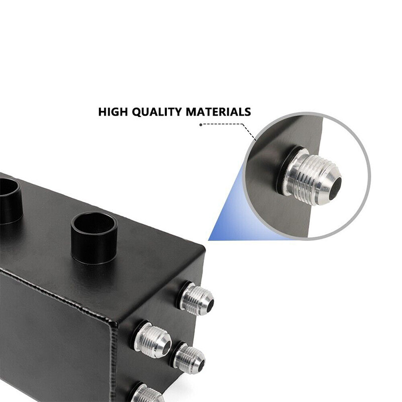 AN10 Oil Catch Can Reservoir Tank w Dual Breather Filter Baffled Tank Kit 4 Port