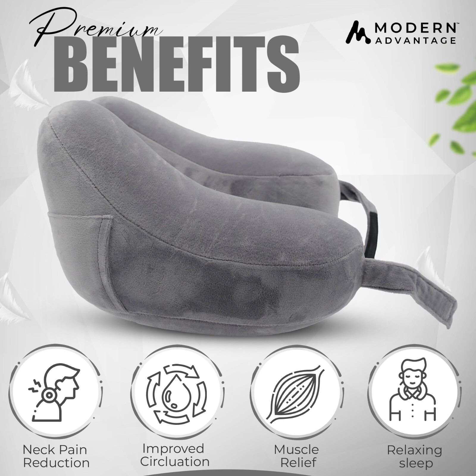 Inflatable Travel Neck Pillow NEW (GREY) FREE SHIPPING Sleep Mask & Earplugs