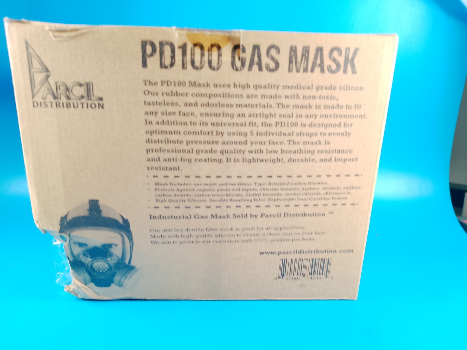 Parcil PT-100 Respirator Full Face Mask with Dual Cartridges