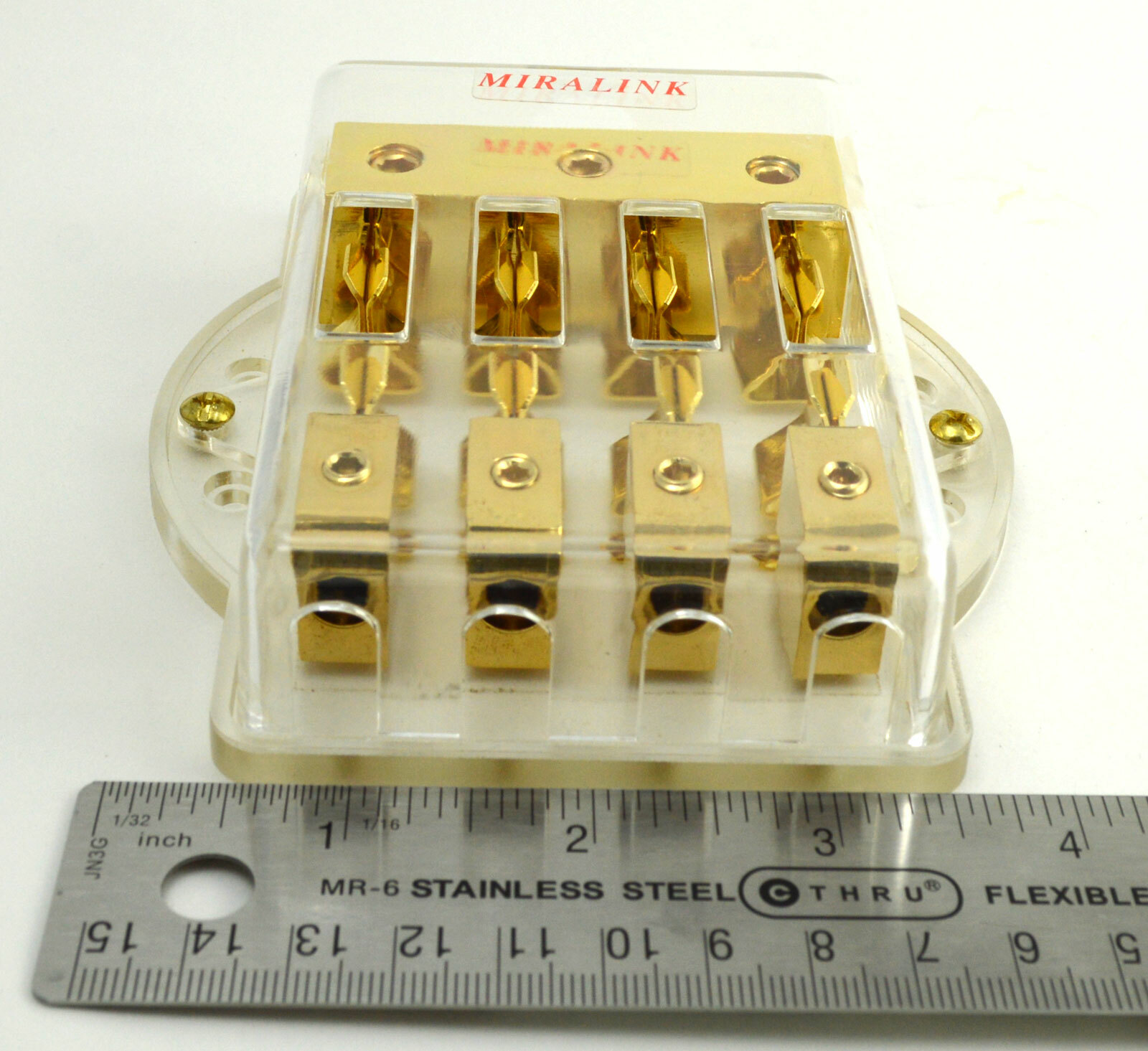 4-Way Power MAXI Fuse Holder Distribution Block (3) 4 Gauge in - (4) 8 Gauge Out