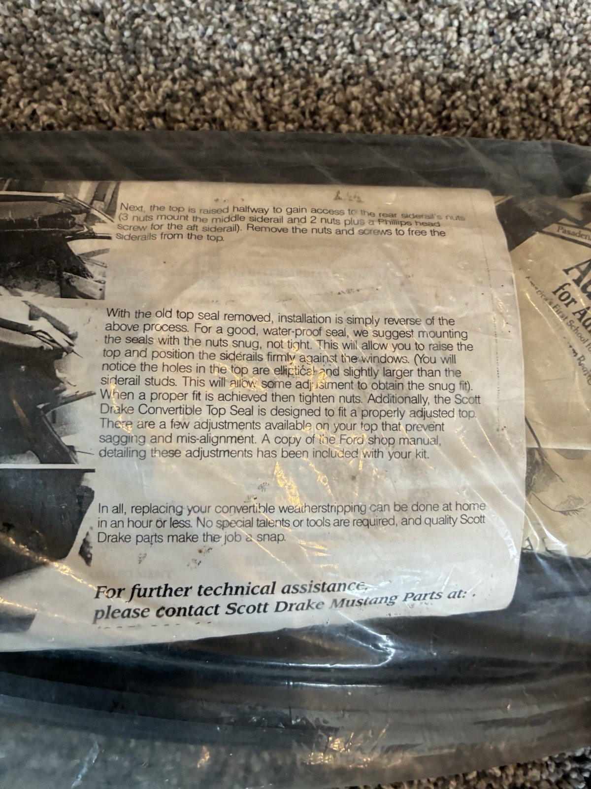1965 1966 1967 1968 Mustang Scott Drake Convertible Top Seal Kit C5ZZ-7653986-K