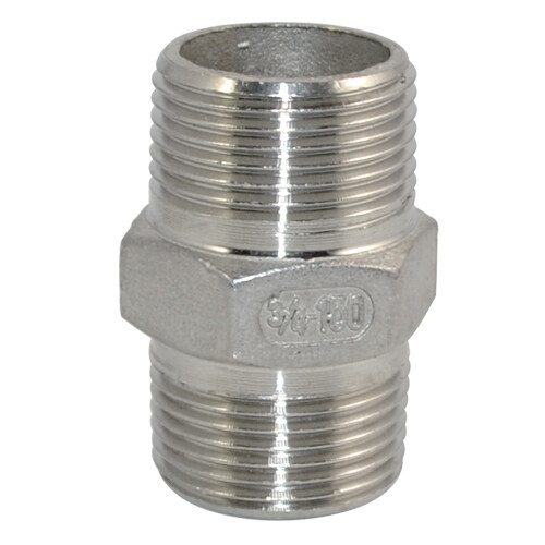 3/4" 3/4 inch Male Pipe Fitting Hex Nipple NPT Stainless Steel SS304 connector