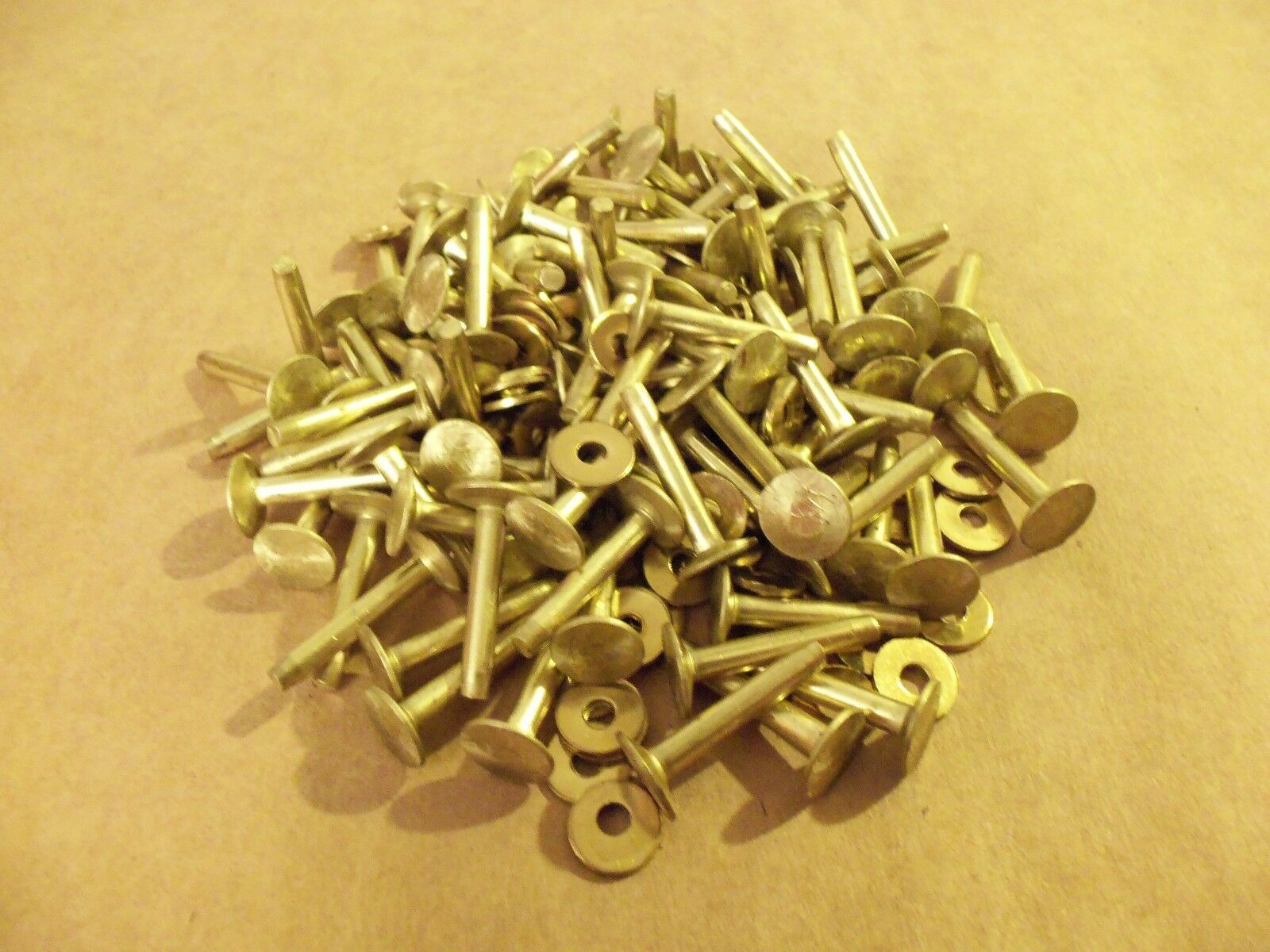 Soild Brass Flat Head Rivets & Burrs 1" 9 gauge SCA (1 Pound)