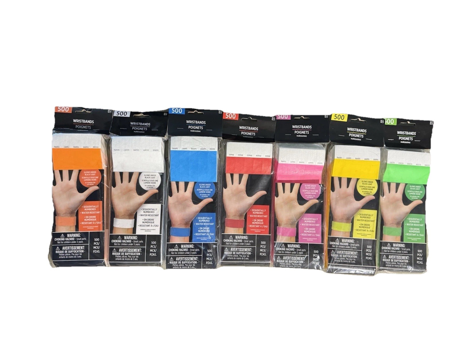 Wristbands 500ct - Waterproof, Glows Under Blacklight, For Events, Parties