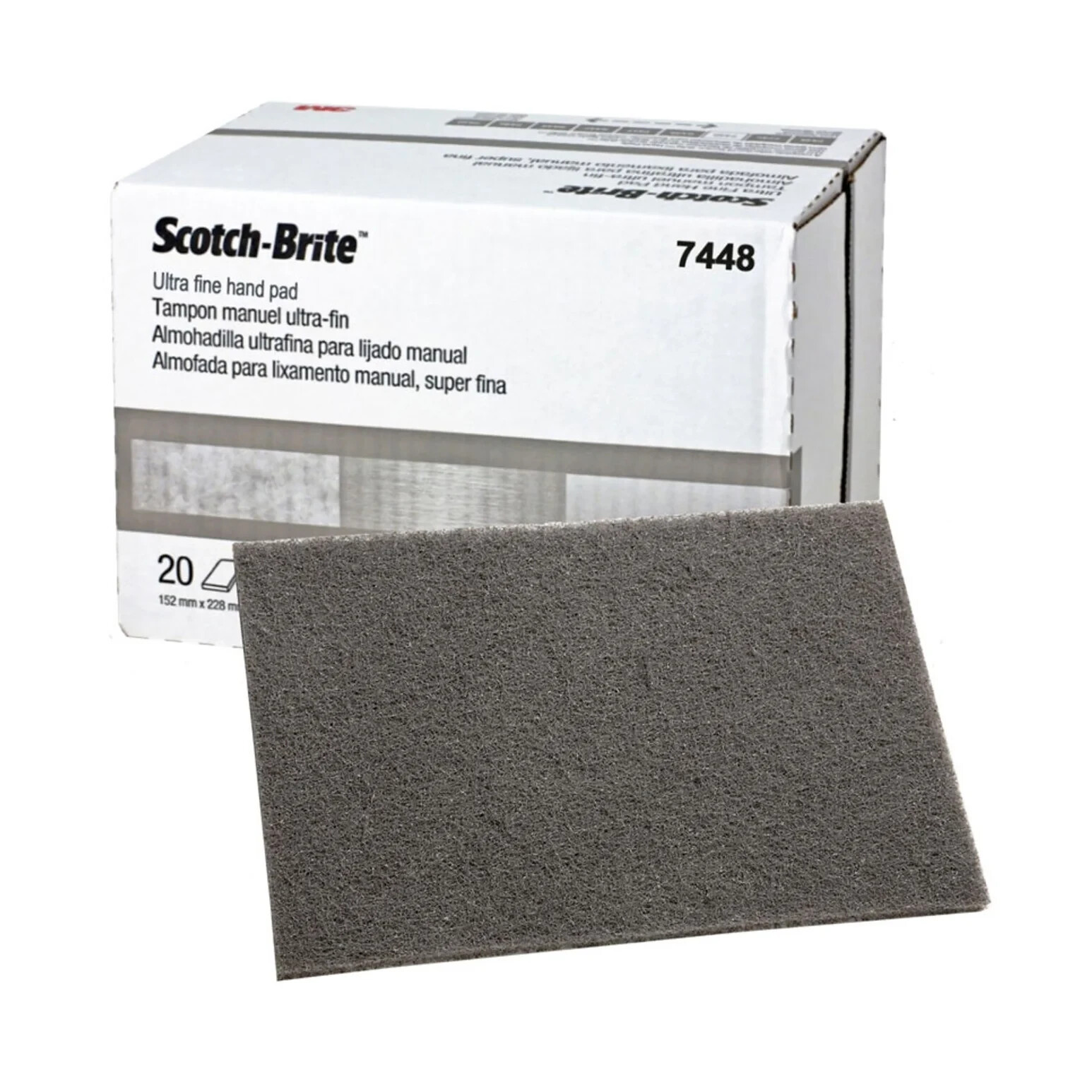 3M 7448 Scotch-Brite Hand Pads Ultra Fine, General Purpose Gray 6" x 9"