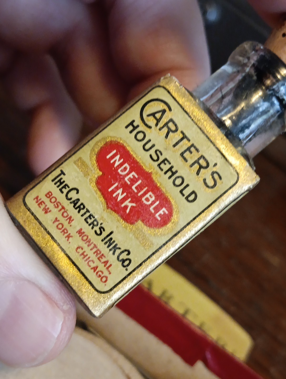 Antique CARTER's Indelible Household INK BOTTLE & BOX Set for Fountain Pen