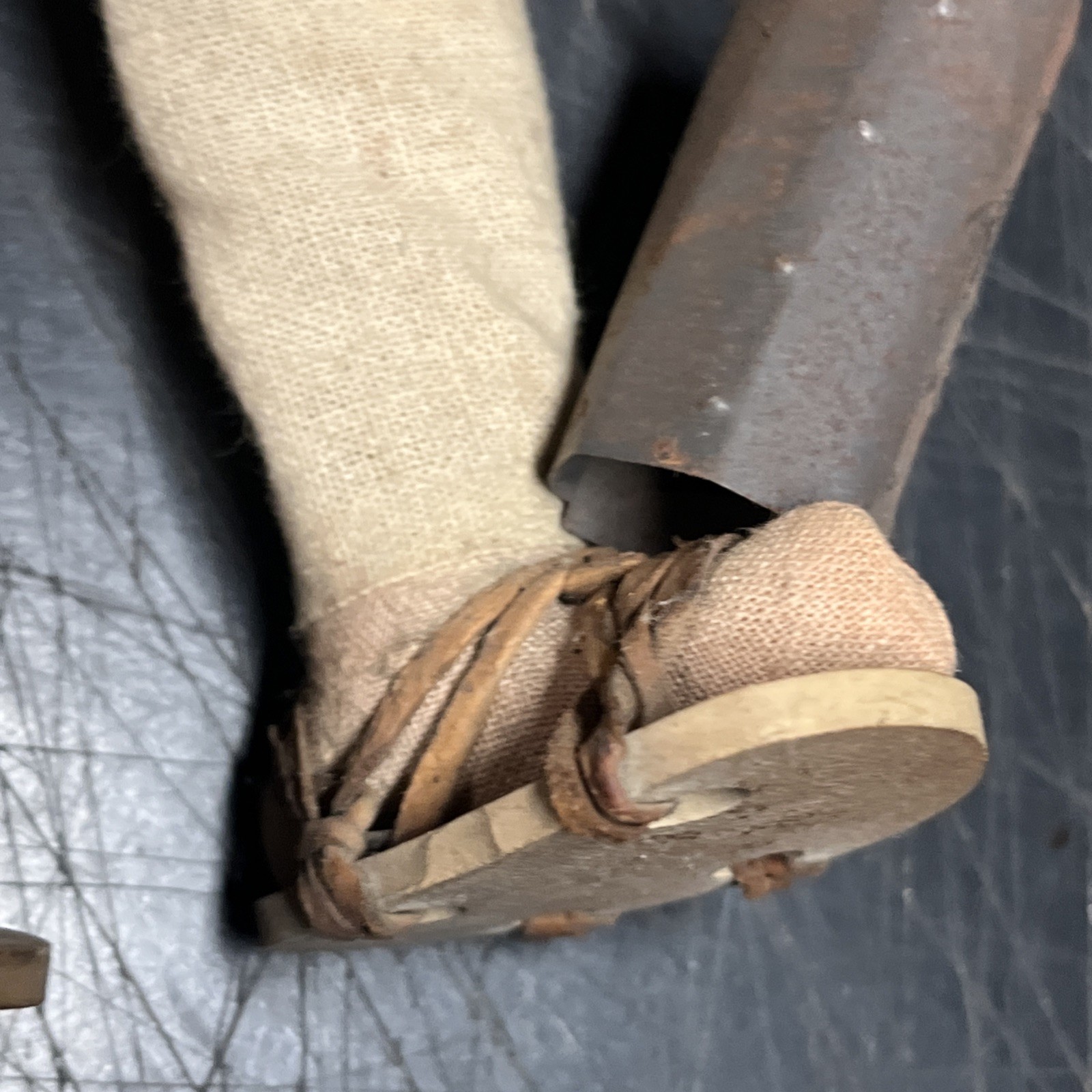 Vintage Mexican Hand Made Painted Oil Cloth Folk Art Dolls 9”Tall