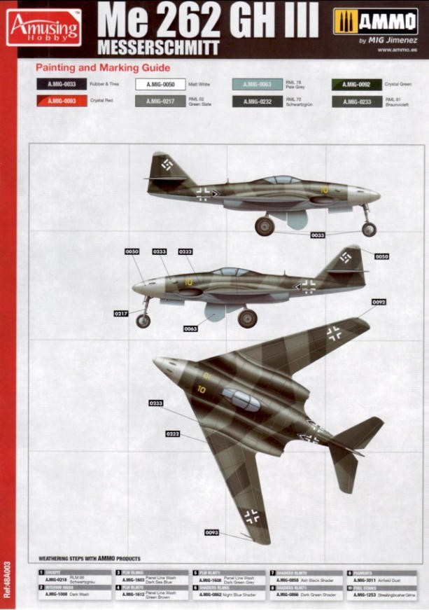 Amusing Hobby 48A003 1/48 Me262 HG III WWII German Aircraft Brand New