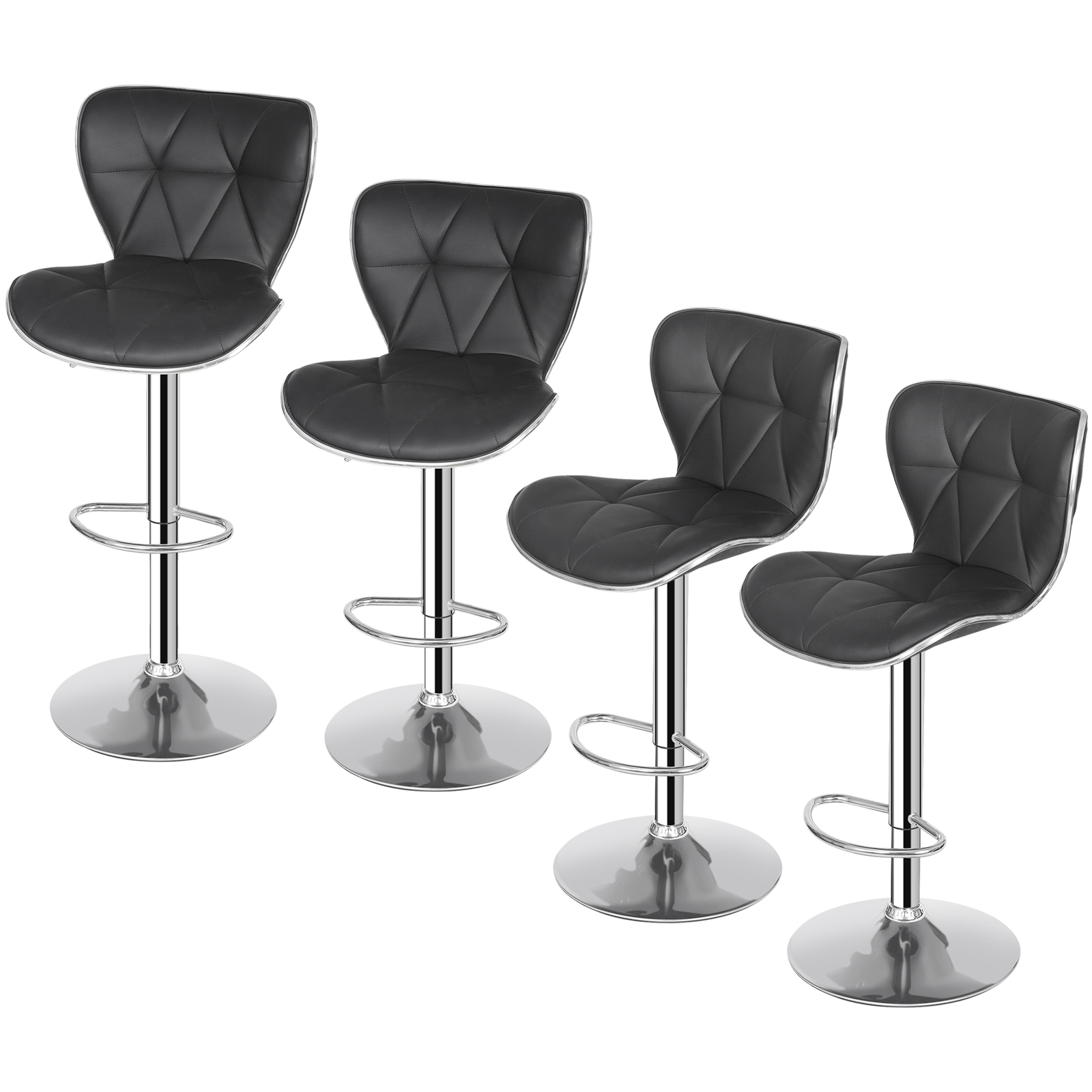 Set of 4 Swivel Bar Stools w/Shell Back Ajustable Height Footrest Design Home